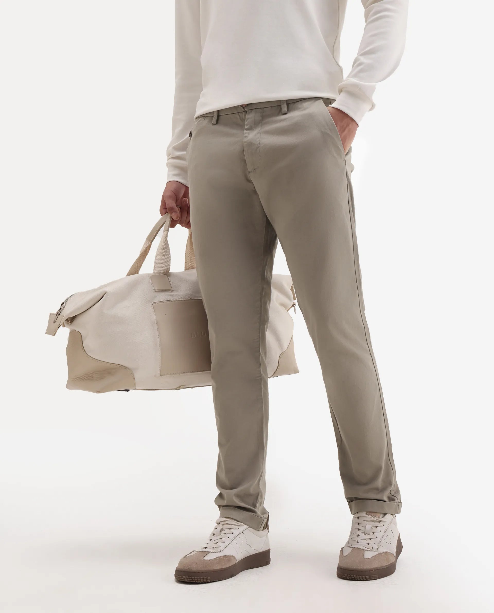 Rare Rabbit Men's Travel-24 Dark Beige Poly Viscose Lycra Fabric Blend Regular Fit Solid Trousers