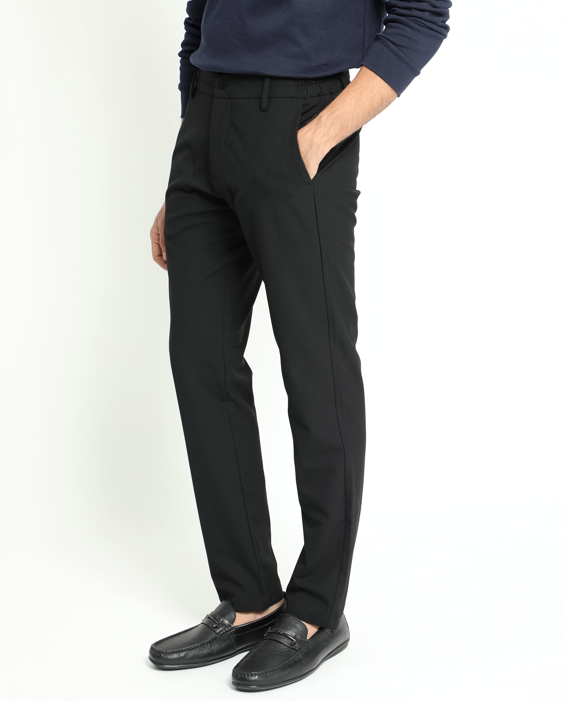 Buy Hiltl Men Black Solid Slim-Fit Trousers Online - 773342 | The Collective