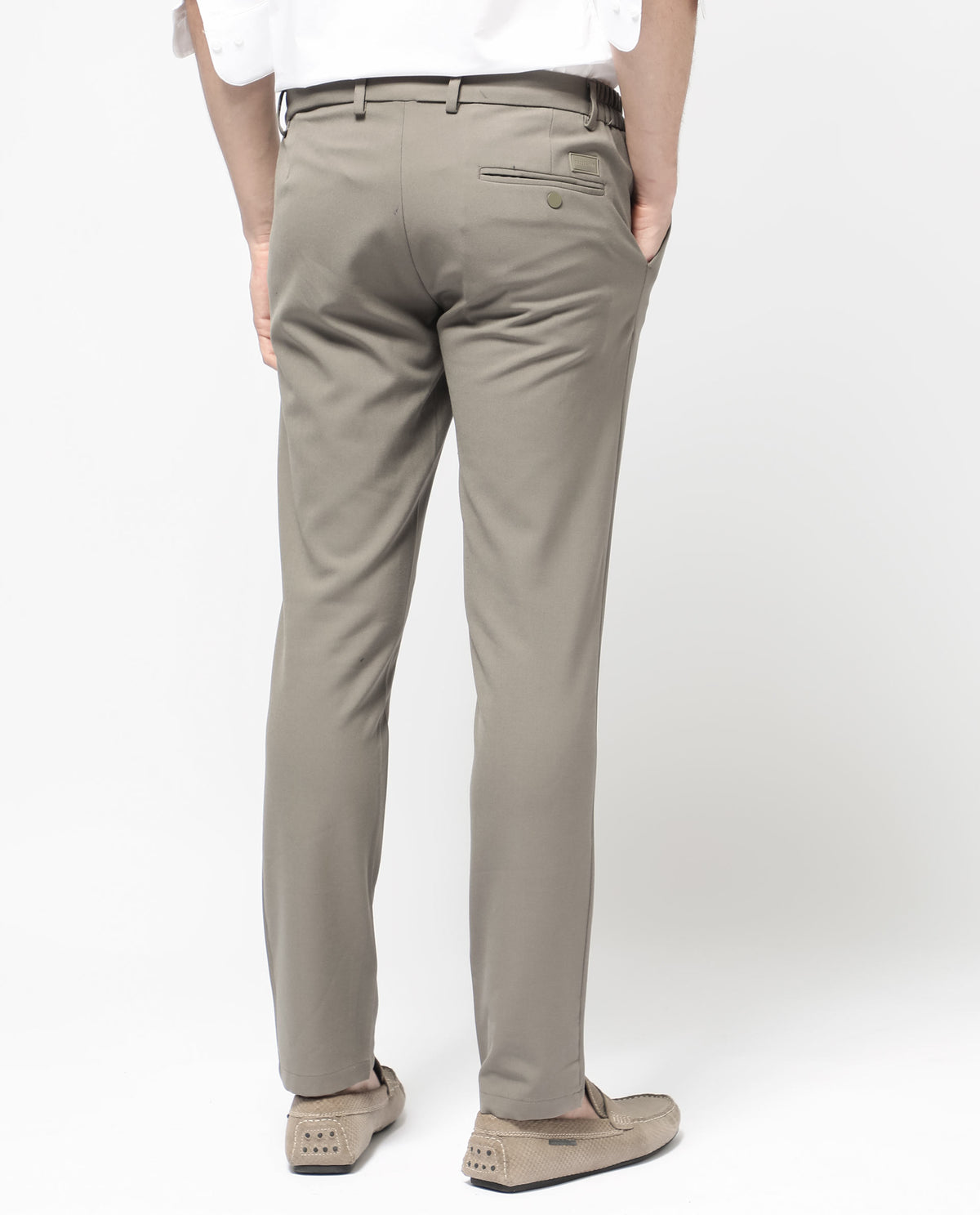 Rare Rabbit Men's Travellers Dark Beige Solid Mid-Rise Regular Fit Trouser