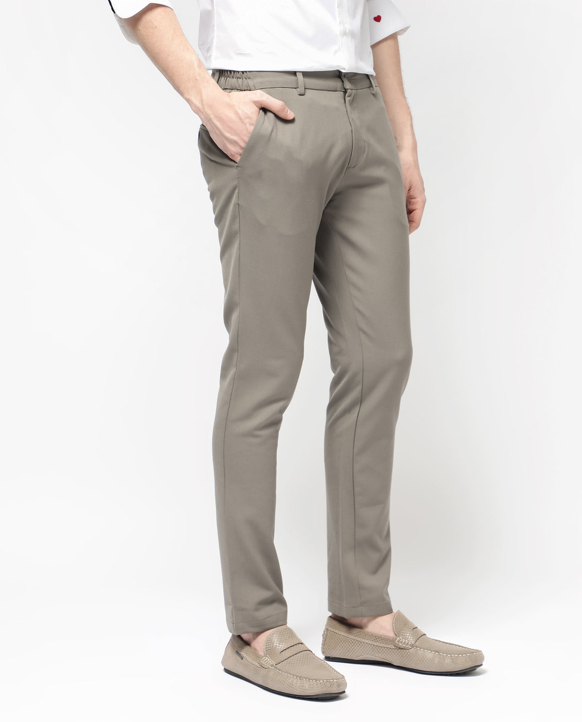 Rare Rabbit Men's Travellers Dark Beige Solid Mid-Rise Regular Fit Trouser