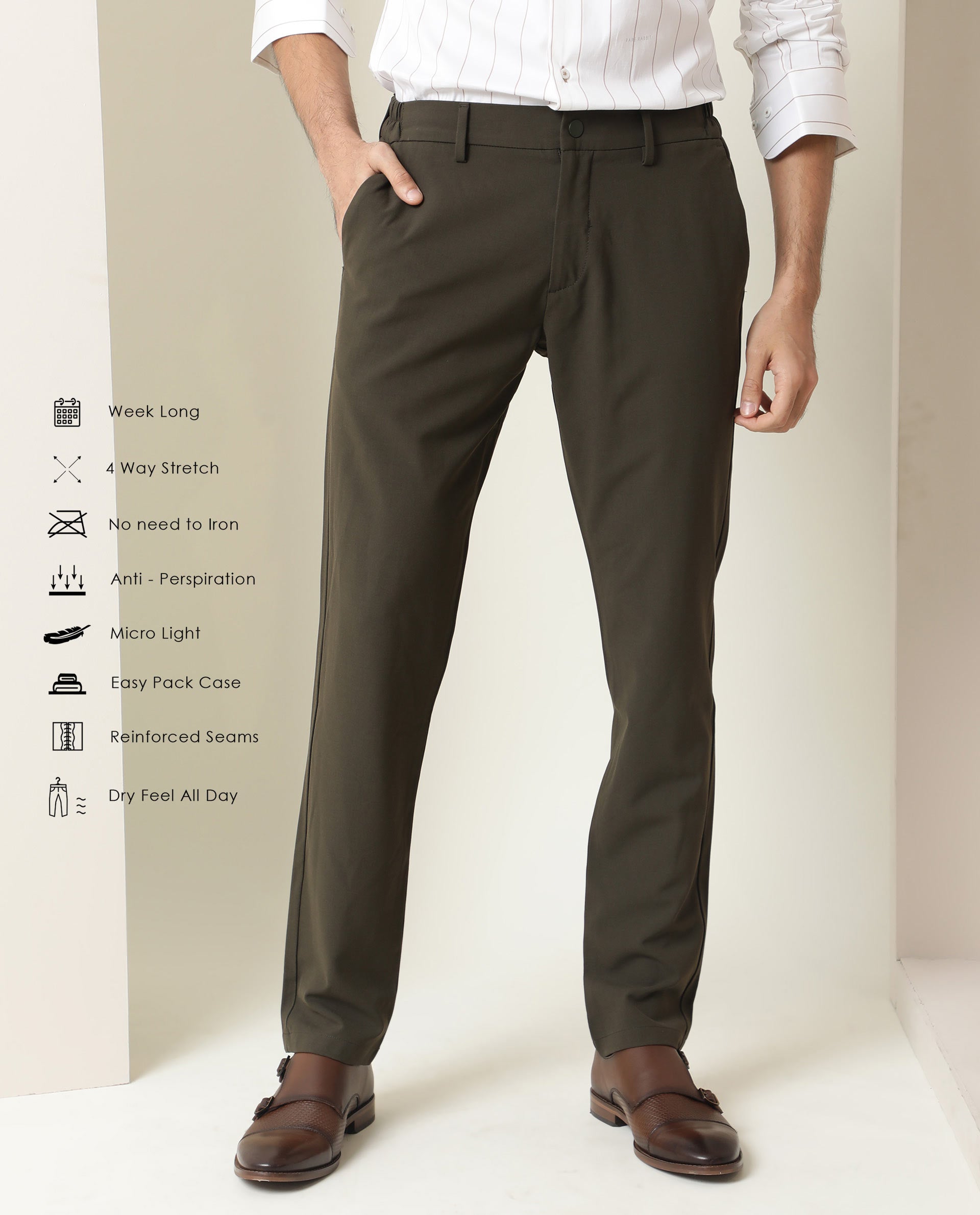 Tooling Casual Anti-Wrinkle Elastic-Waist Straight Men's Trousers – Harmony  Gallery