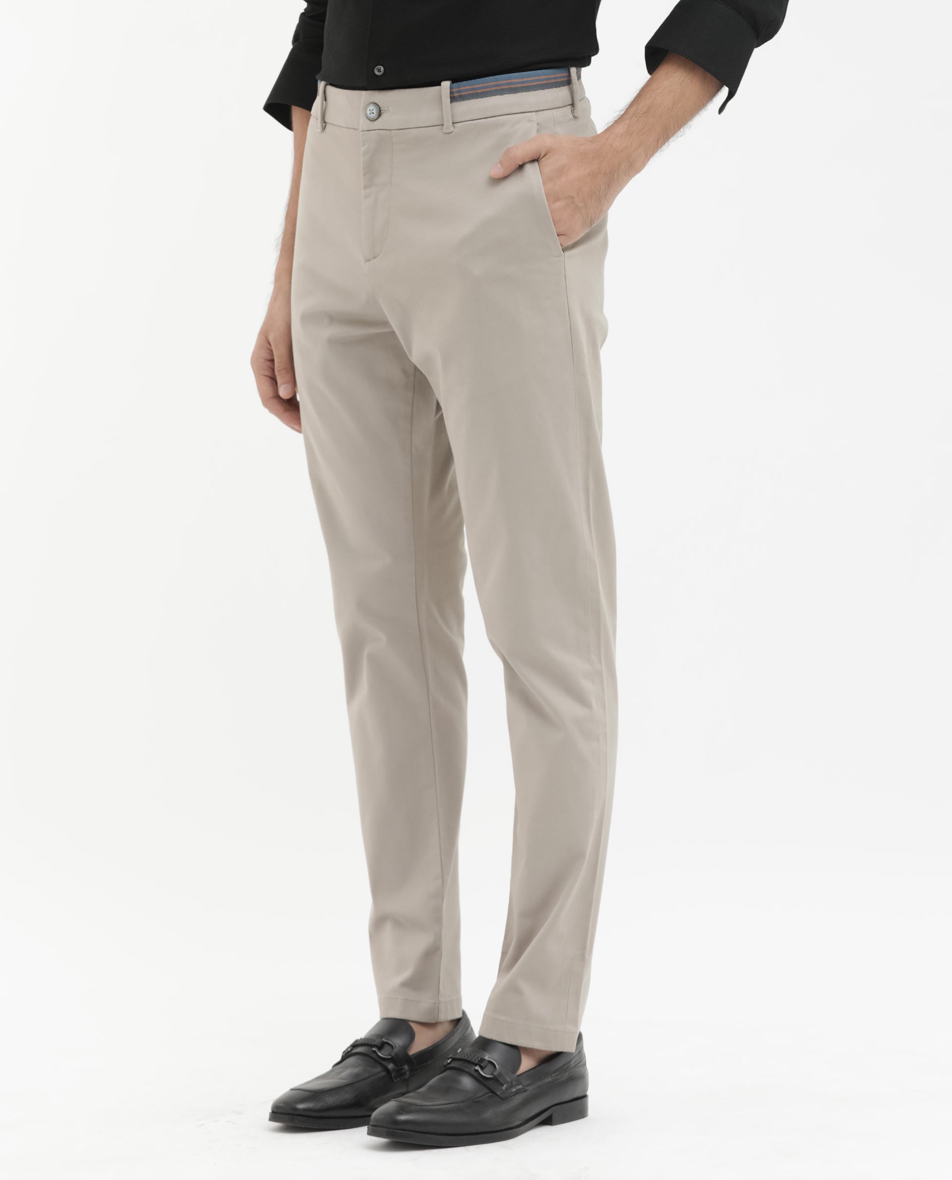 Rare Rabbit Mens Trello Beige Cotton Lycra Solid Trouser
