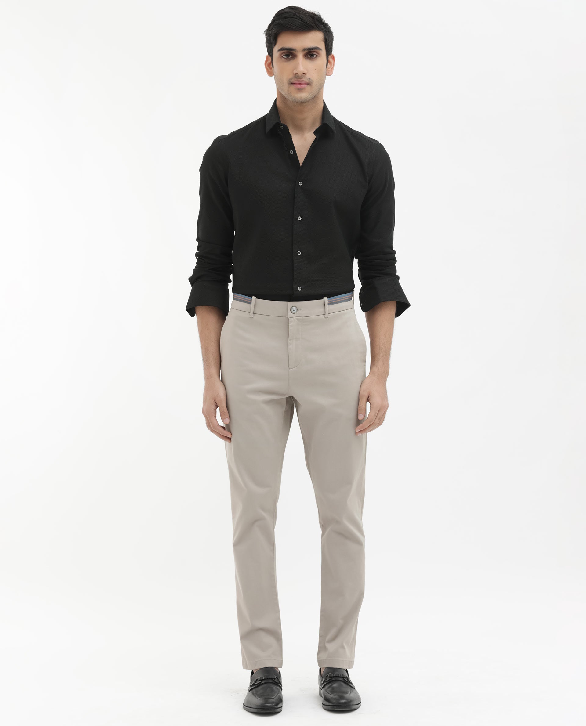 Rare Rabbit Mens Trello Beige Cotton Lycra Solid Trouser