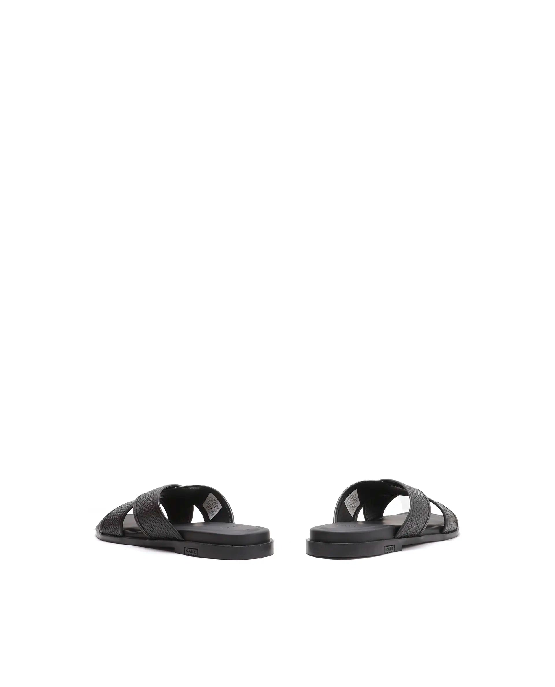 Rarez Men's Trev Black Leather Regular Sandal