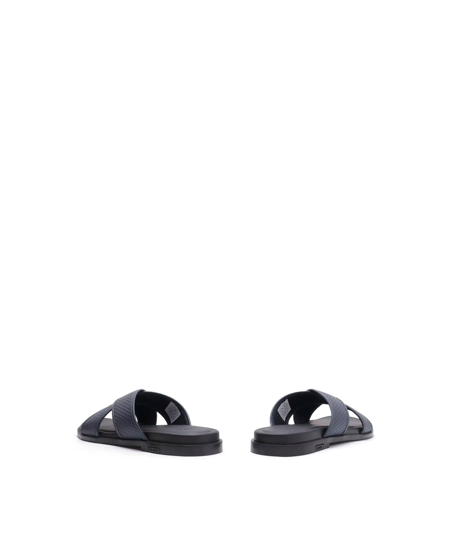 Rarez Men's Trev Dark Navy Leather Regular Sandal