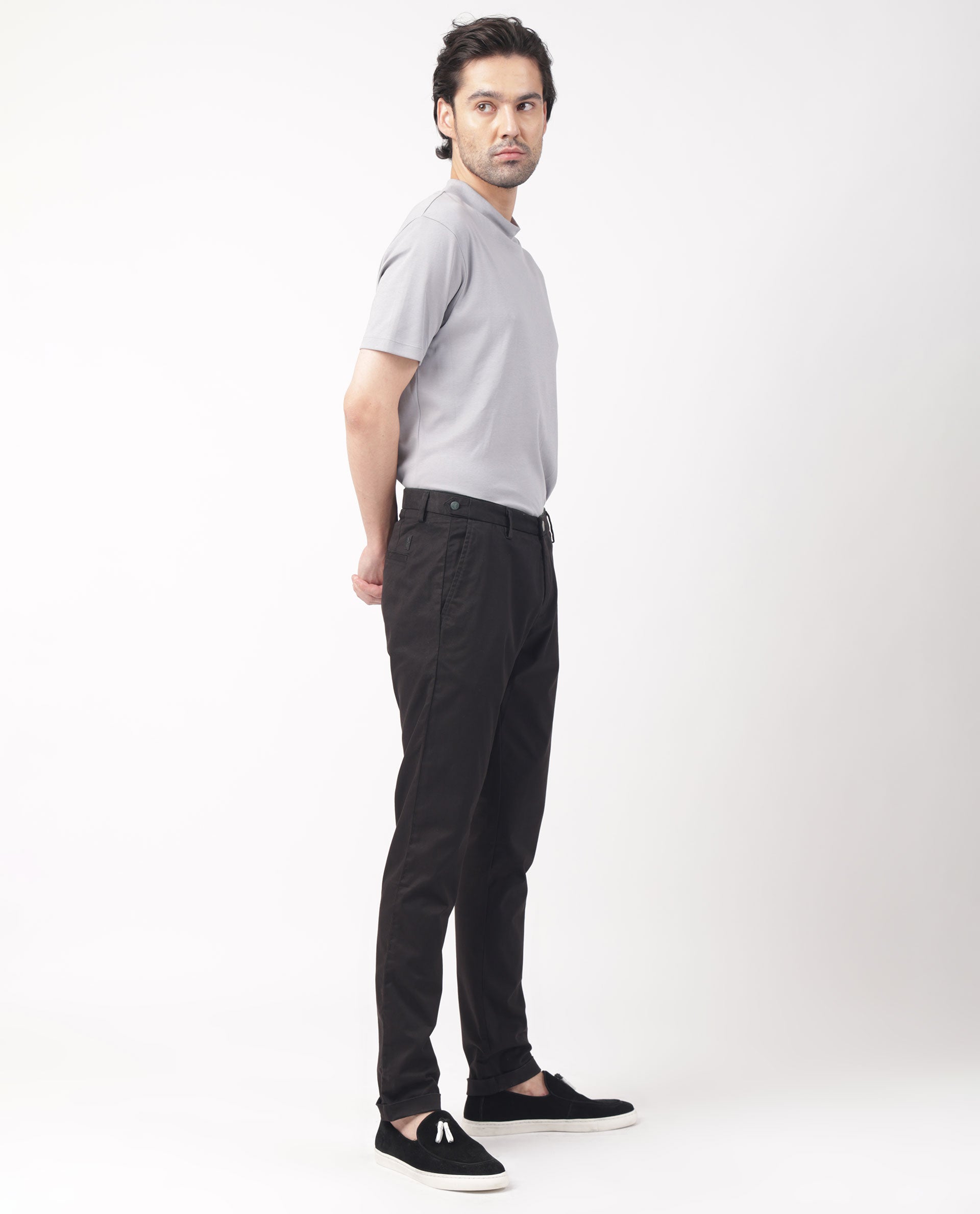 Buy Men Black Regular Fit Solid Casual Trousers Online - 784509 | Allen  Solly