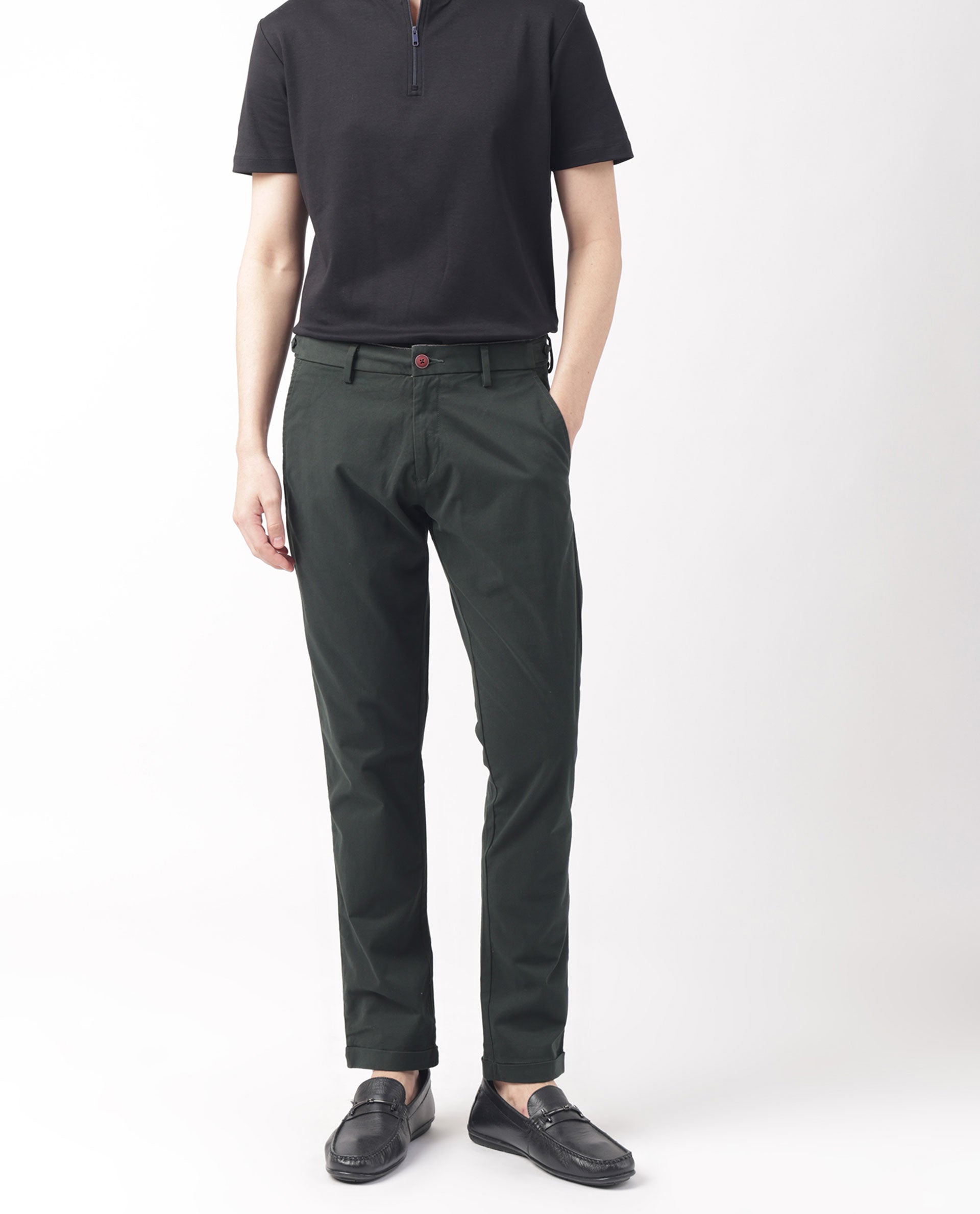 Buy U.S. POLO ASSN. Natural Solid Cotton Stretch Slim Fit Mens Trousers |  Shoppers Stop