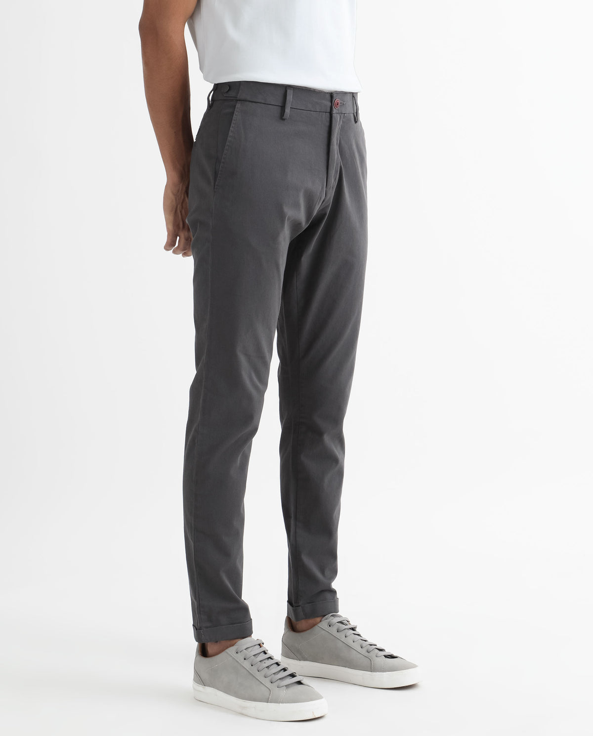 Rare Rabbit Men's Trews-1 Grey Solid Mid-Rise Regular Fit Trouser