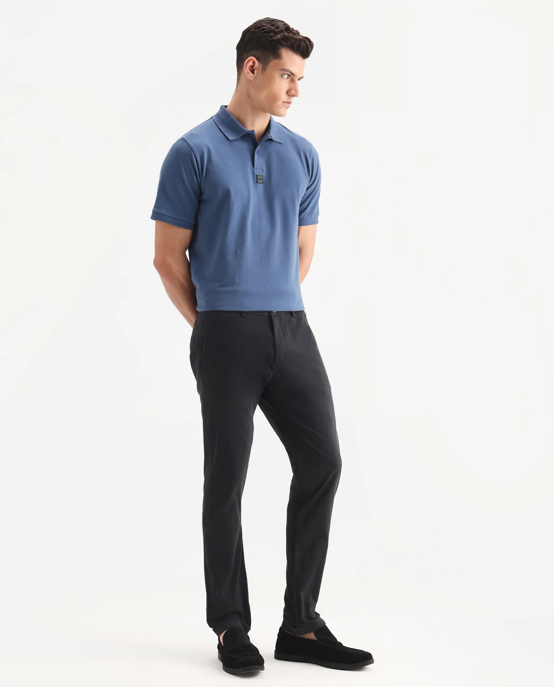 Rare Rabbit Men's Trews-22 Black Cotton Plain Regular Fit Trouser