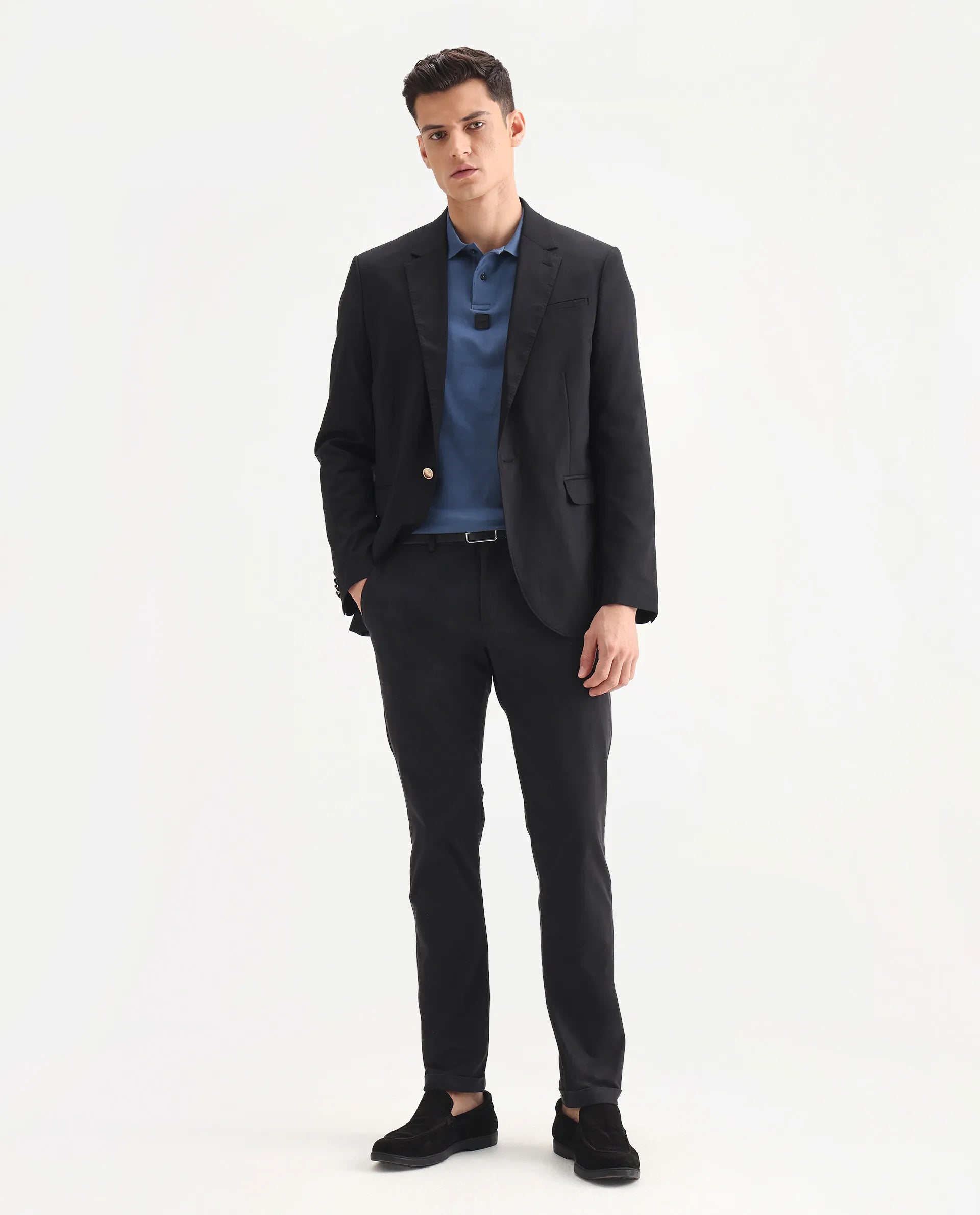 Rare Rabbit Men's Trews-22 Black Cotton Plain Regular Fit Trouser