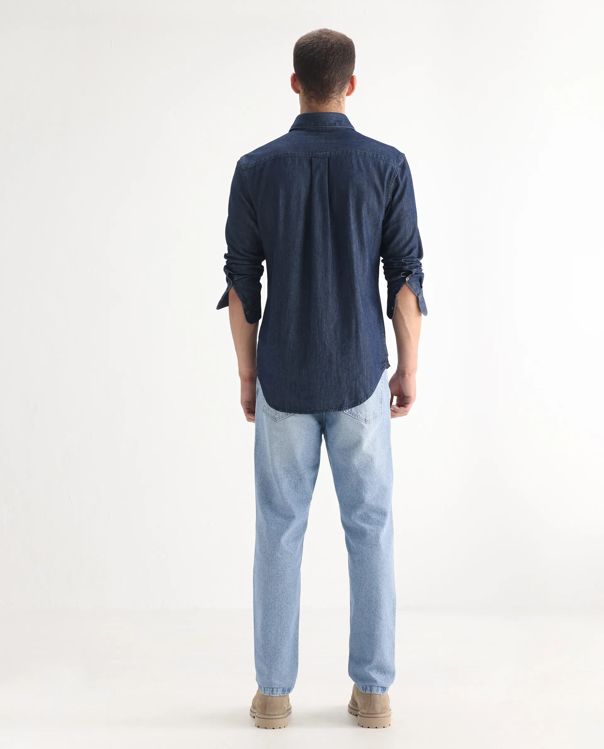 Rare Rabbit Mens Trika Light Blue Cotton Mid Wash Solid Regular Fit Jeans