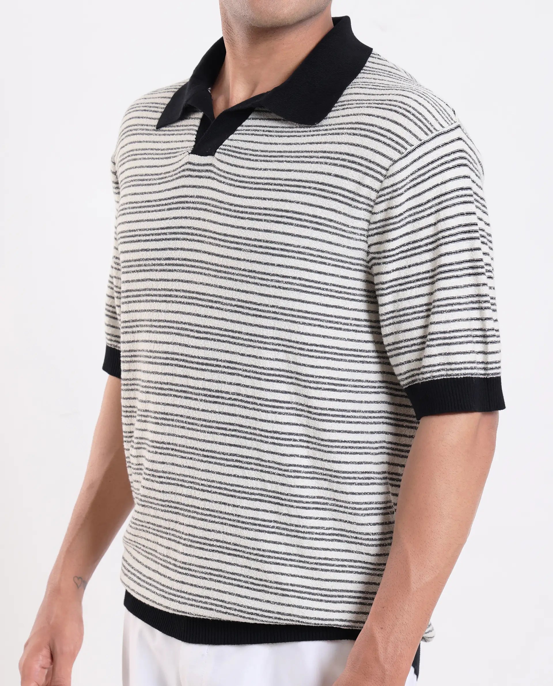 Rare Rabbit Men's Trin - Black Cotton Plain Regular Fit Half Sleeve Polo