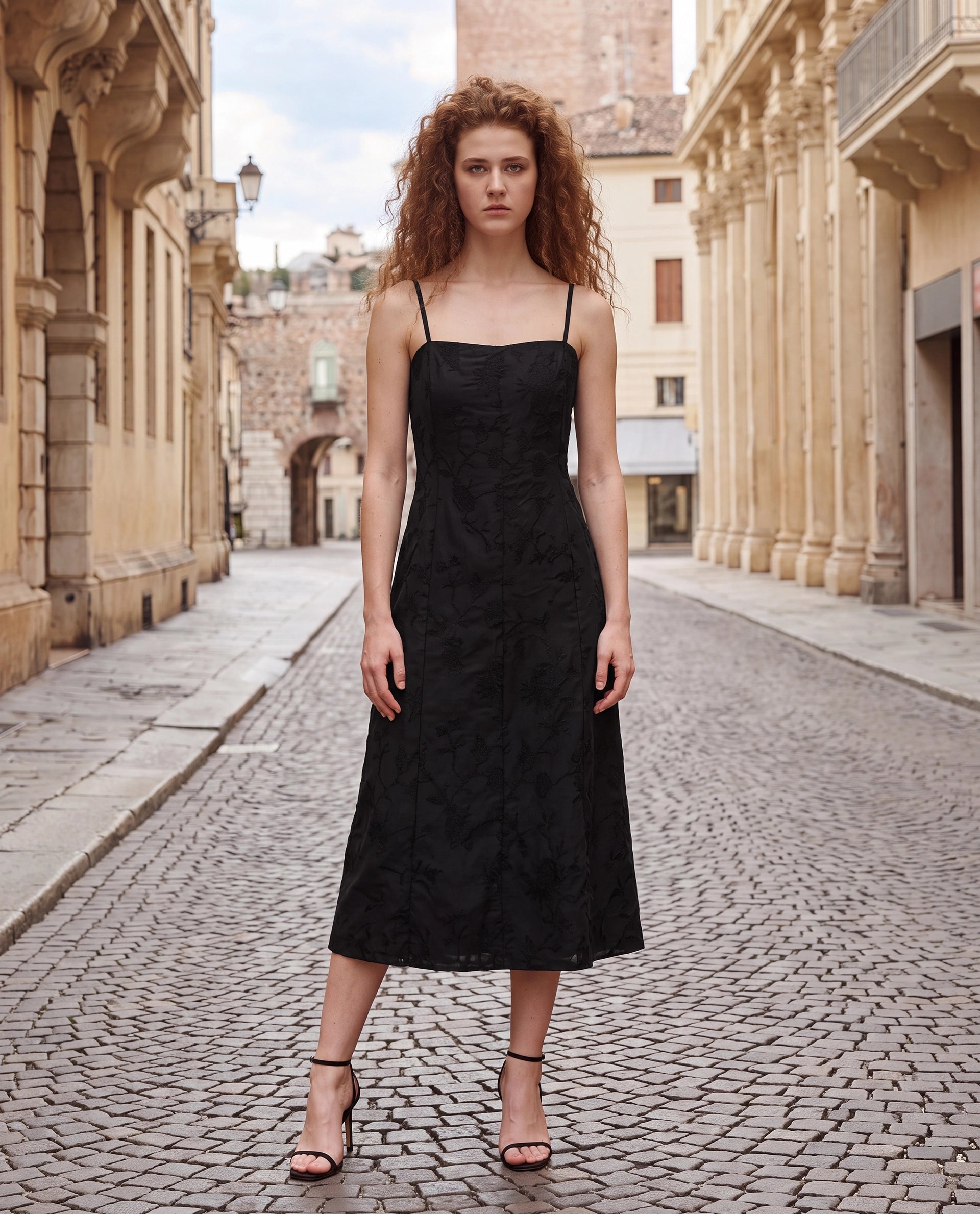 Rareism Women's Trini Dark Black Viscose Fit And Flare Plain Dress