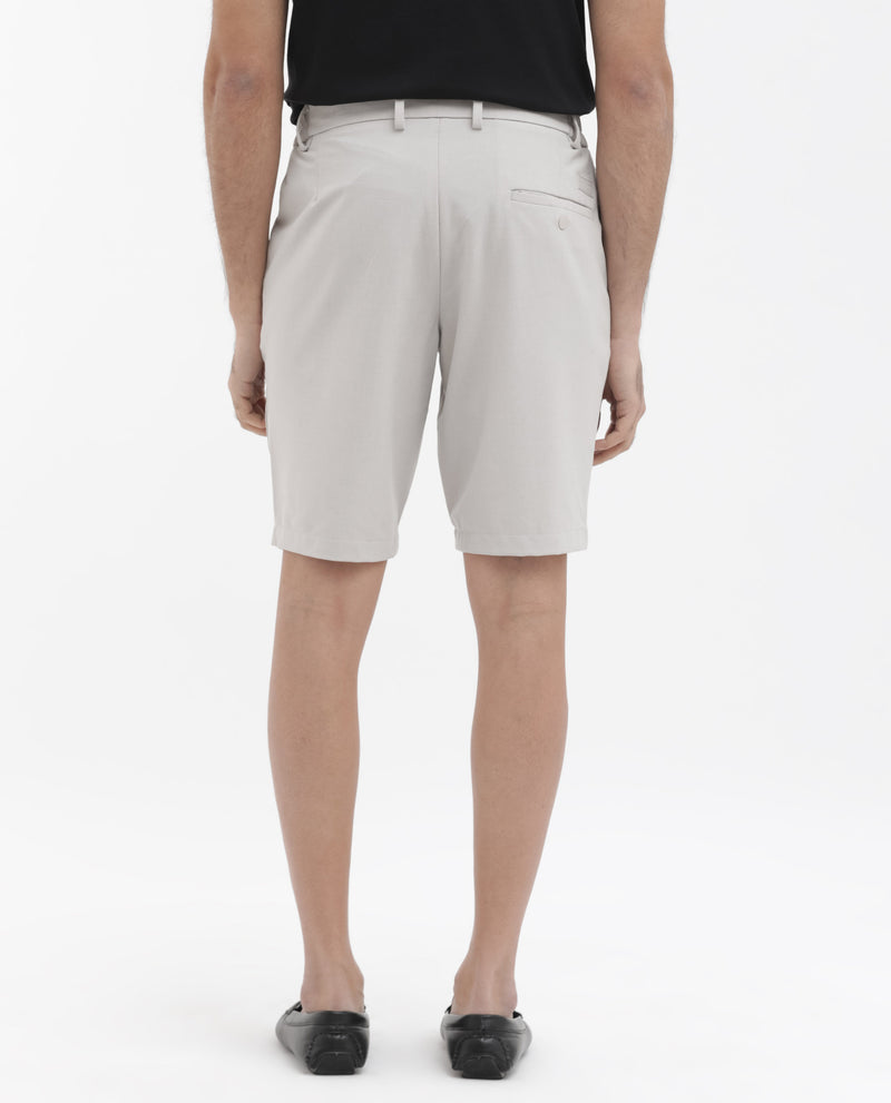 Rare Rabbit Mens Trip-1 Light Beige Mid Rise Regular Fit Solid Shorts