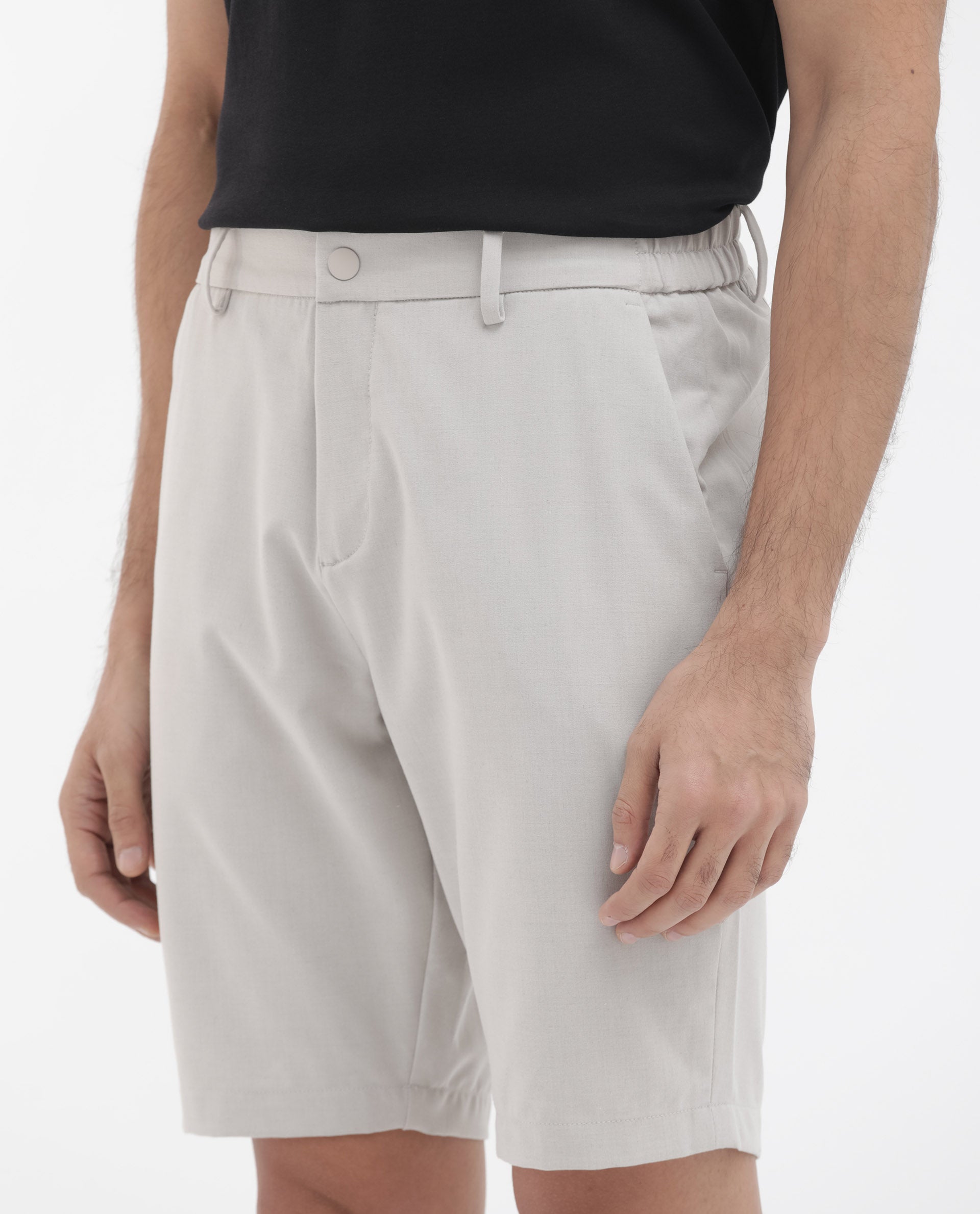 Rare Rabbit Mens Trip-1 Light Beige Mid Rise Regular Fit Solid Shorts