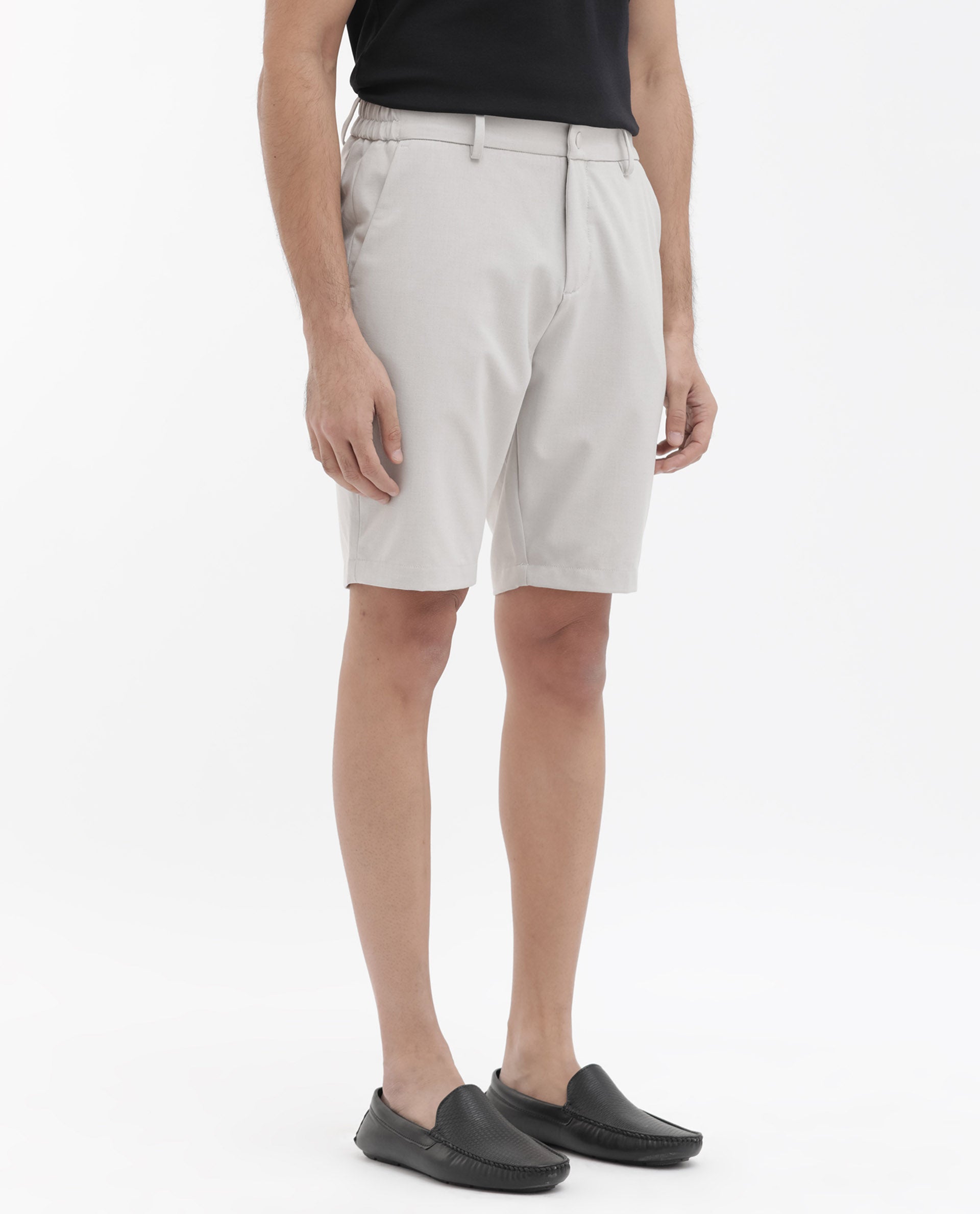 Rare Rabbit Mens Trip-1 Light Beige Mid Rise Regular Fit Solid Shorts