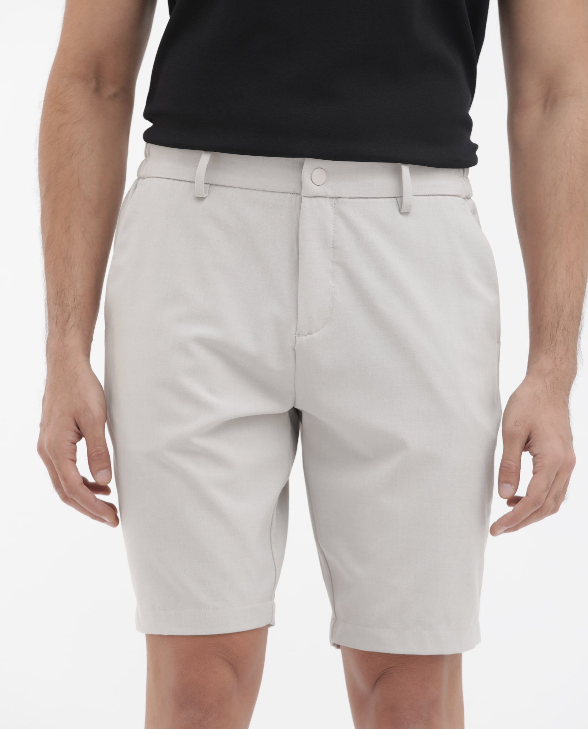 Rare Rabbit Mens Trip-1 Light Beige Mid Rise Regular Fit Solid Shorts