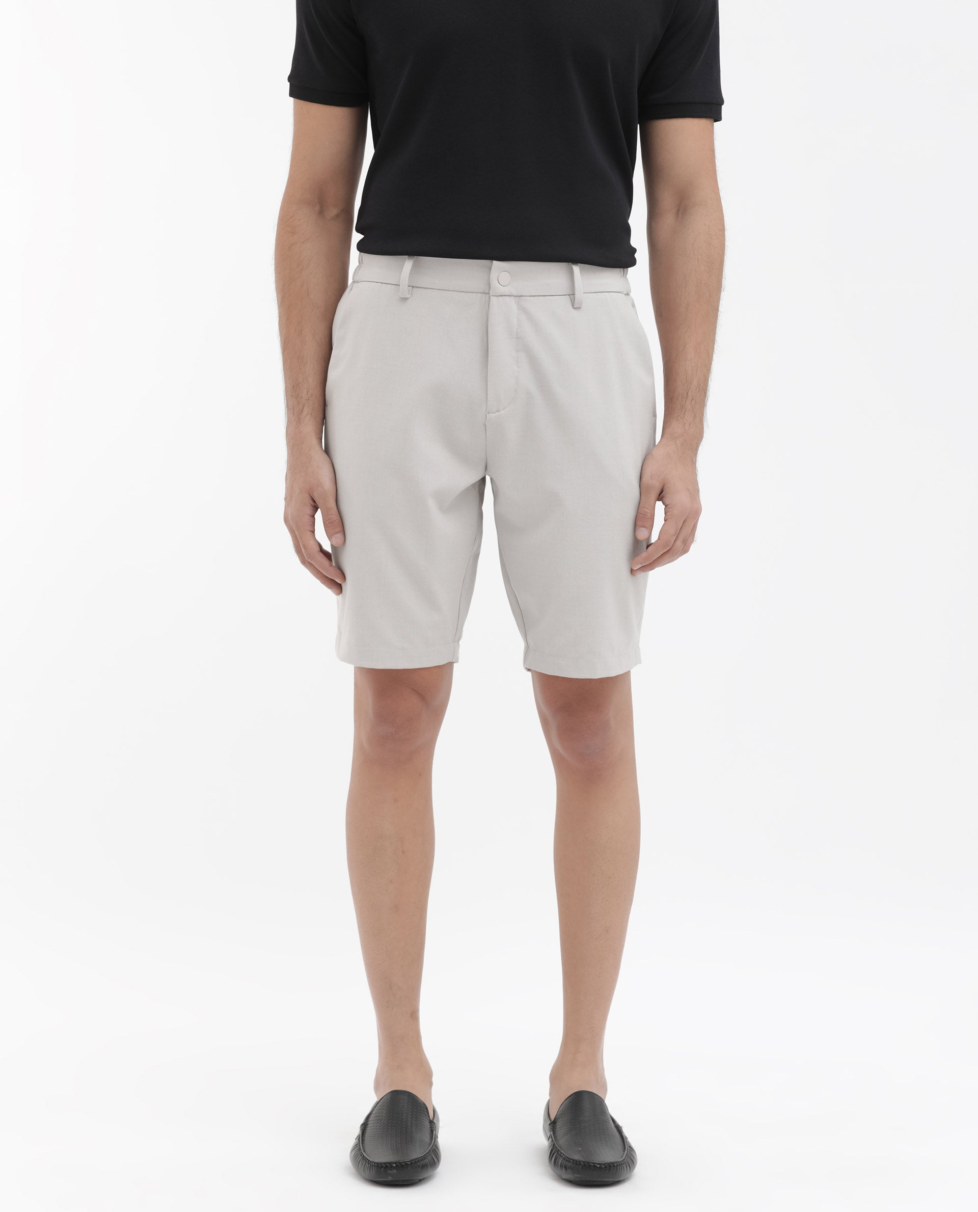 Rare Rabbit Mens Trip-1 Light Beige Mid Rise Regular Fit Solid Shorts