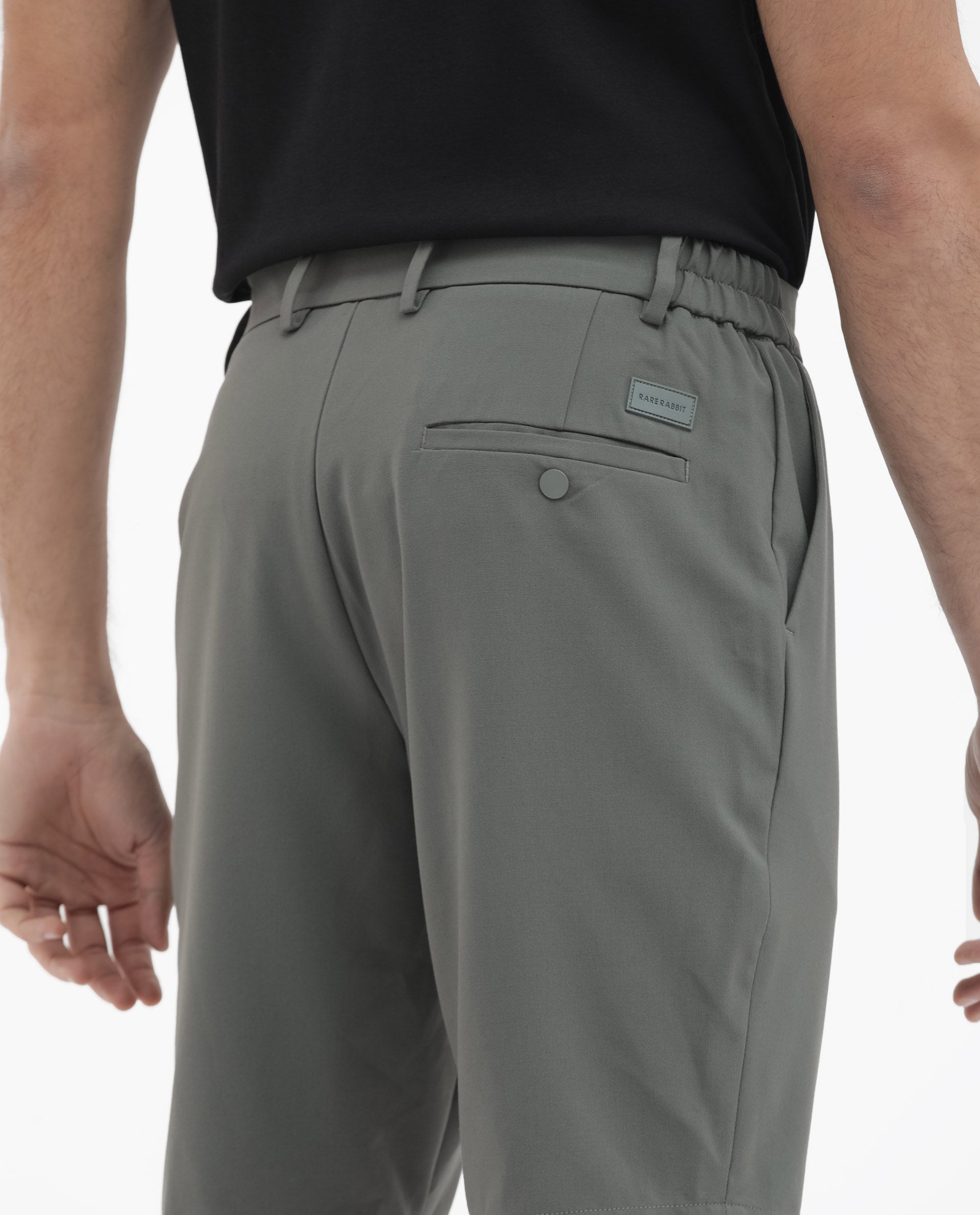 Rare Rabbit Mens Trip-1 Green Mid Rise Regular Fit Solid Shorts