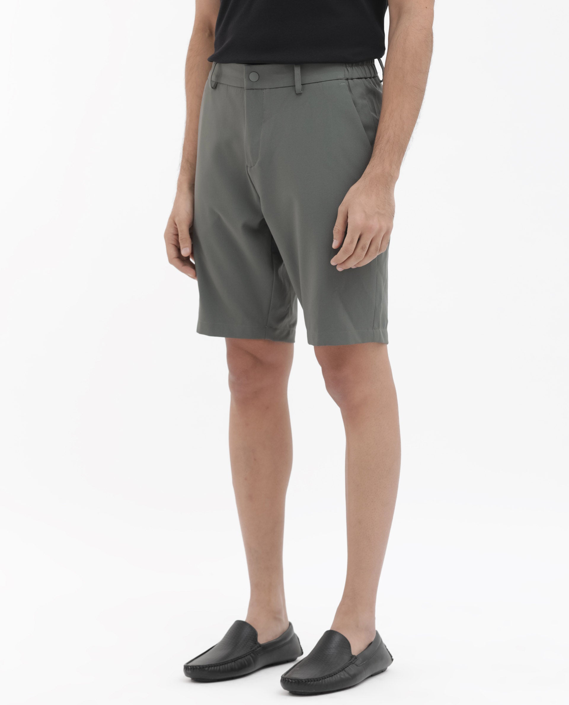 Rare Rabbit Mens Trip-1 Green Mid Rise Regular Fit Solid Shorts