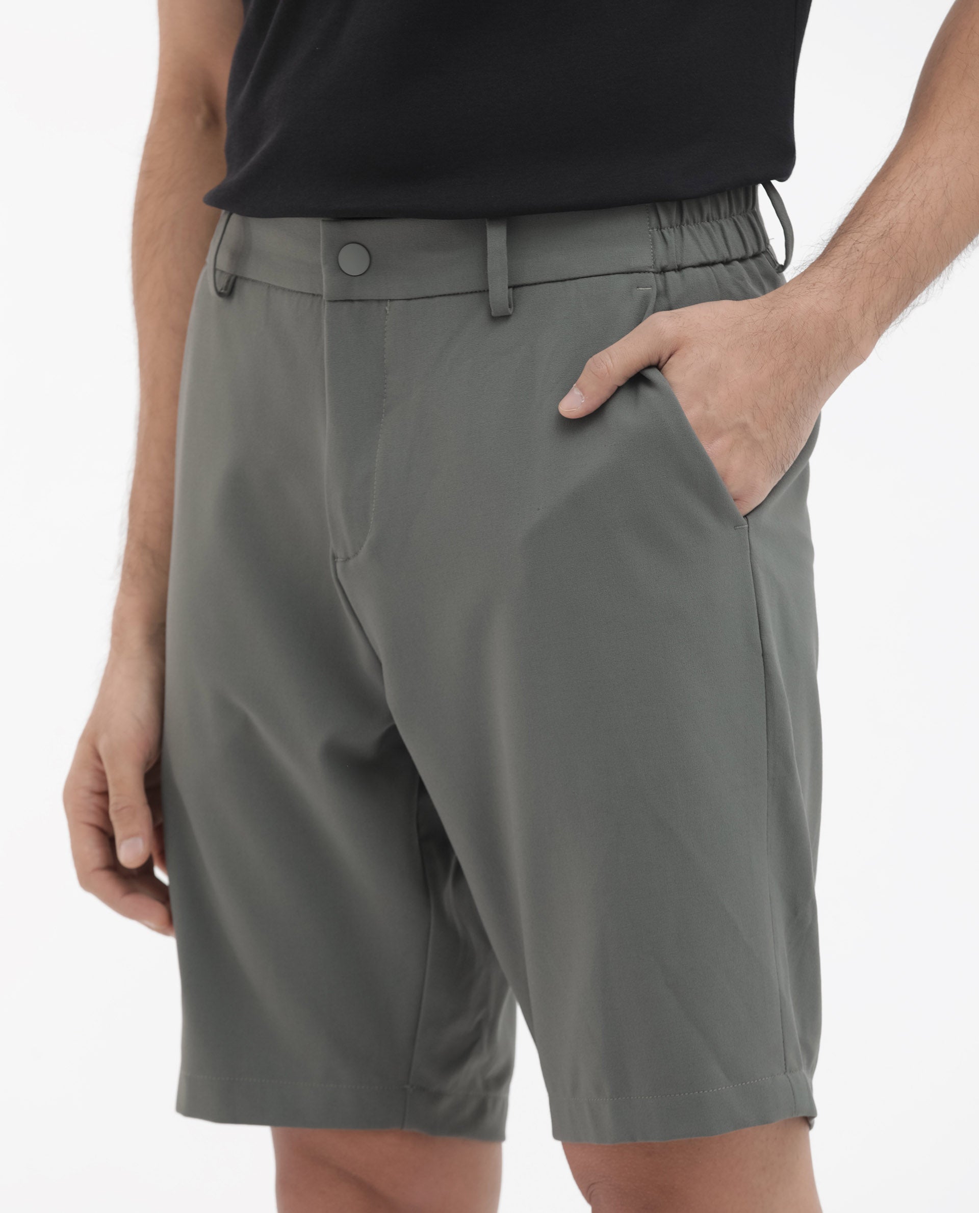 Rare Rabbit Mens Trip-1 Green Mid Rise Regular Fit Solid Shorts