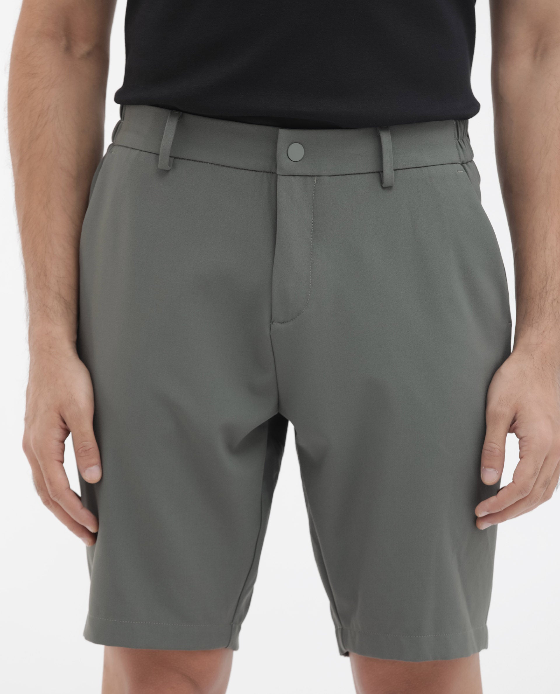 Rare Rabbit Mens Trip-1 Green Mid Rise Regular Fit Solid Shorts