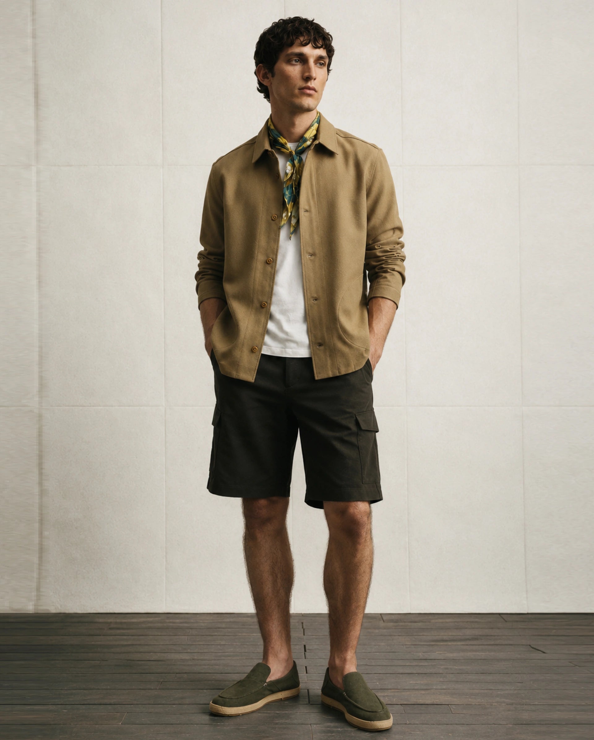 Rare Rabbit Men's Tripco-Aw26 Olive Polyester Blend Fabric Regular Fit Plain Cargo Shorts