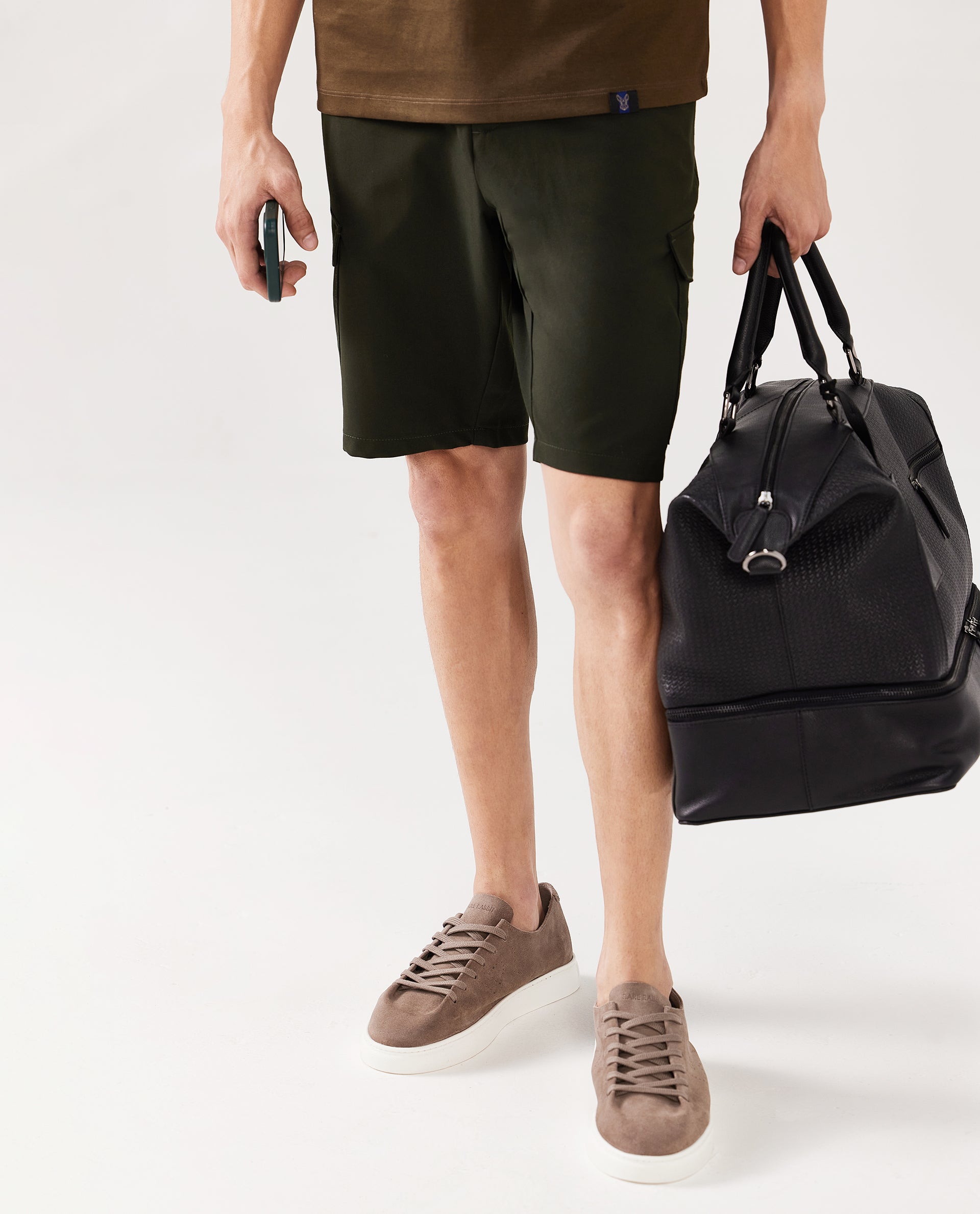 Rare Rabbit Men Tripco Olive Button And Zip Closure Mid-Rise Relaxed Fit Plain Shorts