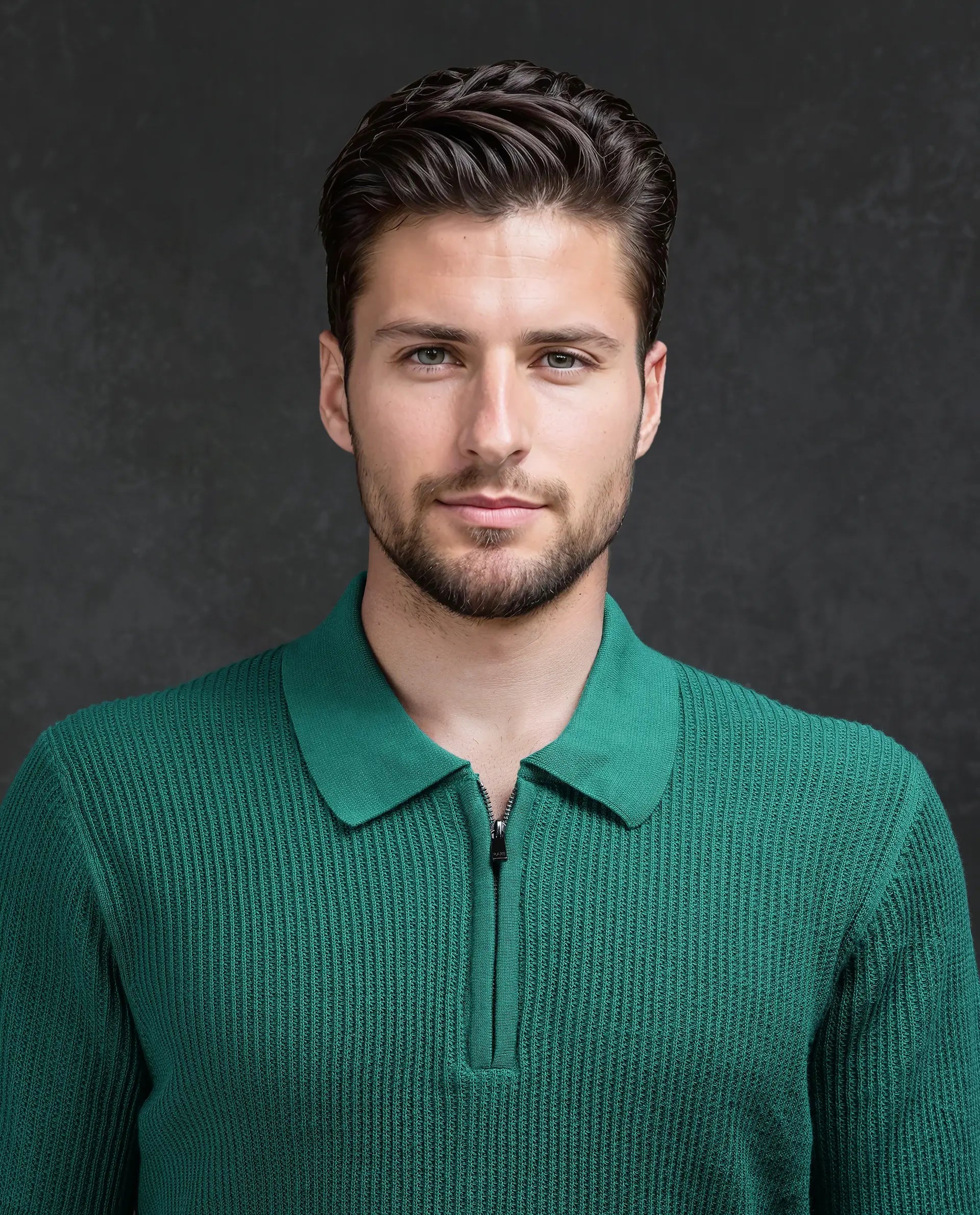 Rare Rabbit Men's Tris Green Cotton Plain Regular Fit Half Sleeve Polo