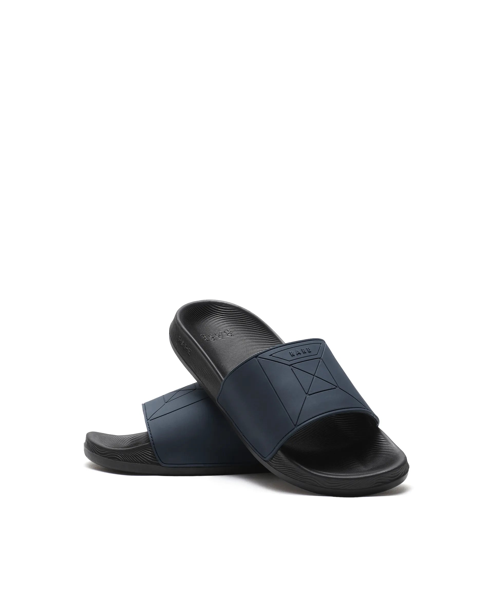 Rarez Men's Triton Black/Navy Regular Geometric Pattern Sandal