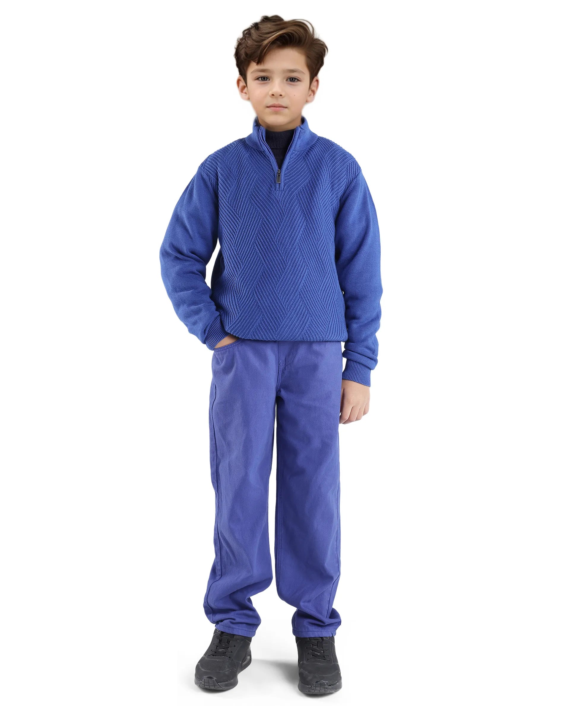 Rare Ones Kids Tron Blue Cotton Full Sleeve Zipper Regular Fit Sweater