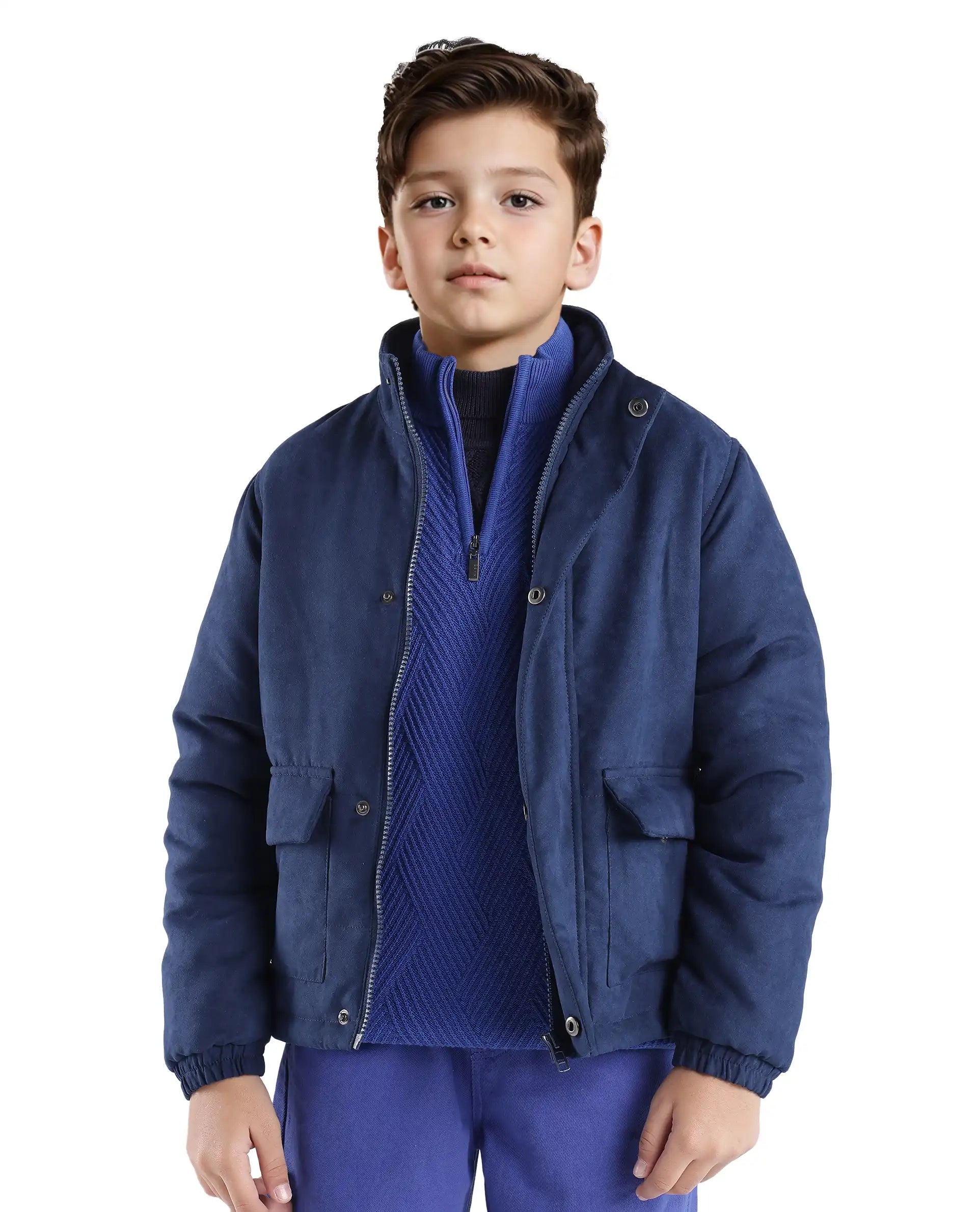 Rare Ones Kids Tron Blue Cotton Full Sleeve Zipper Regular Fit Sweater