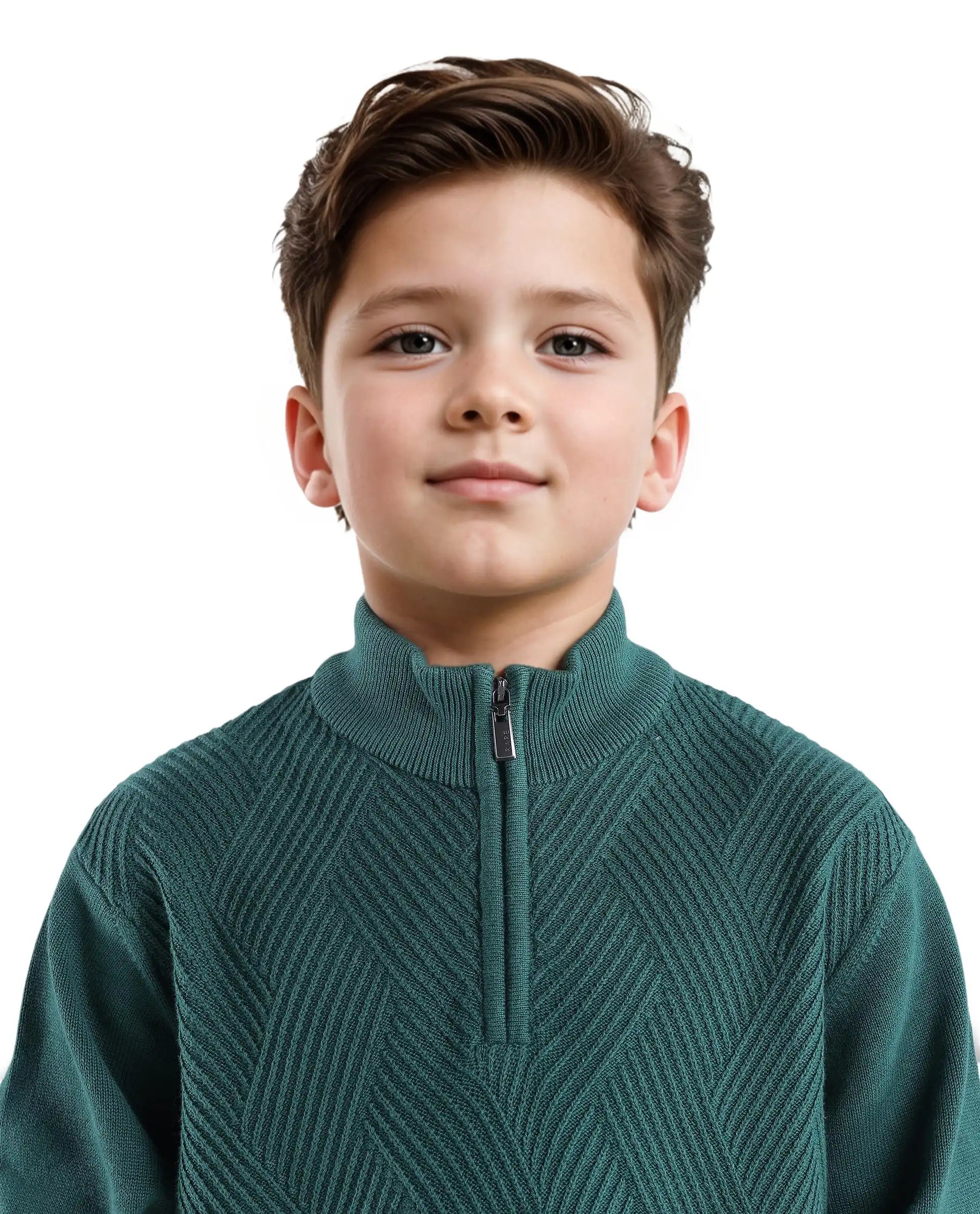 Rare Ones Kids Tron Dark Green Cotton Full Sleeve Zipper Regular Fit Sweater