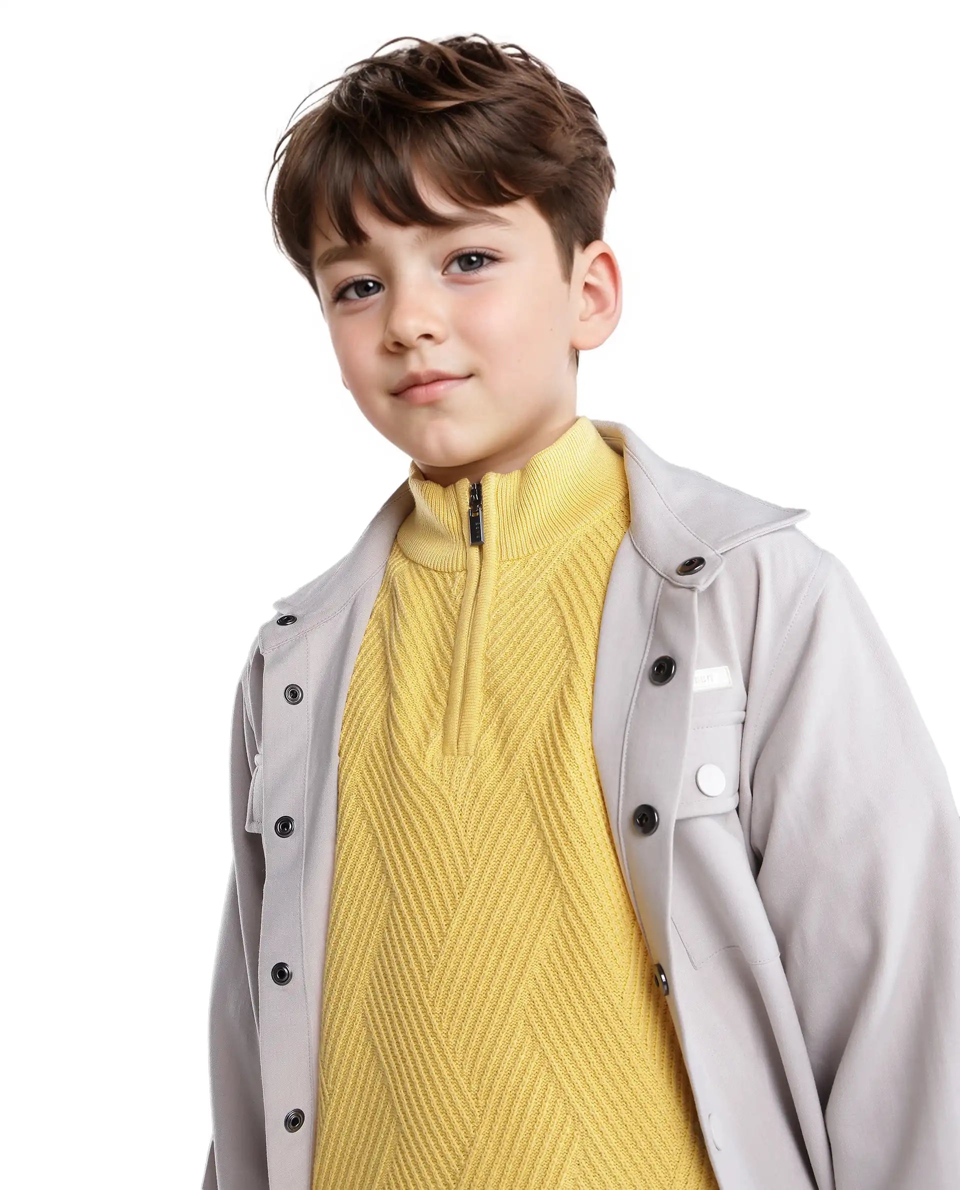 Rare Ones Kids Tron Yellow Cotton Full Sleeve Zipper Regular Fit Sweater