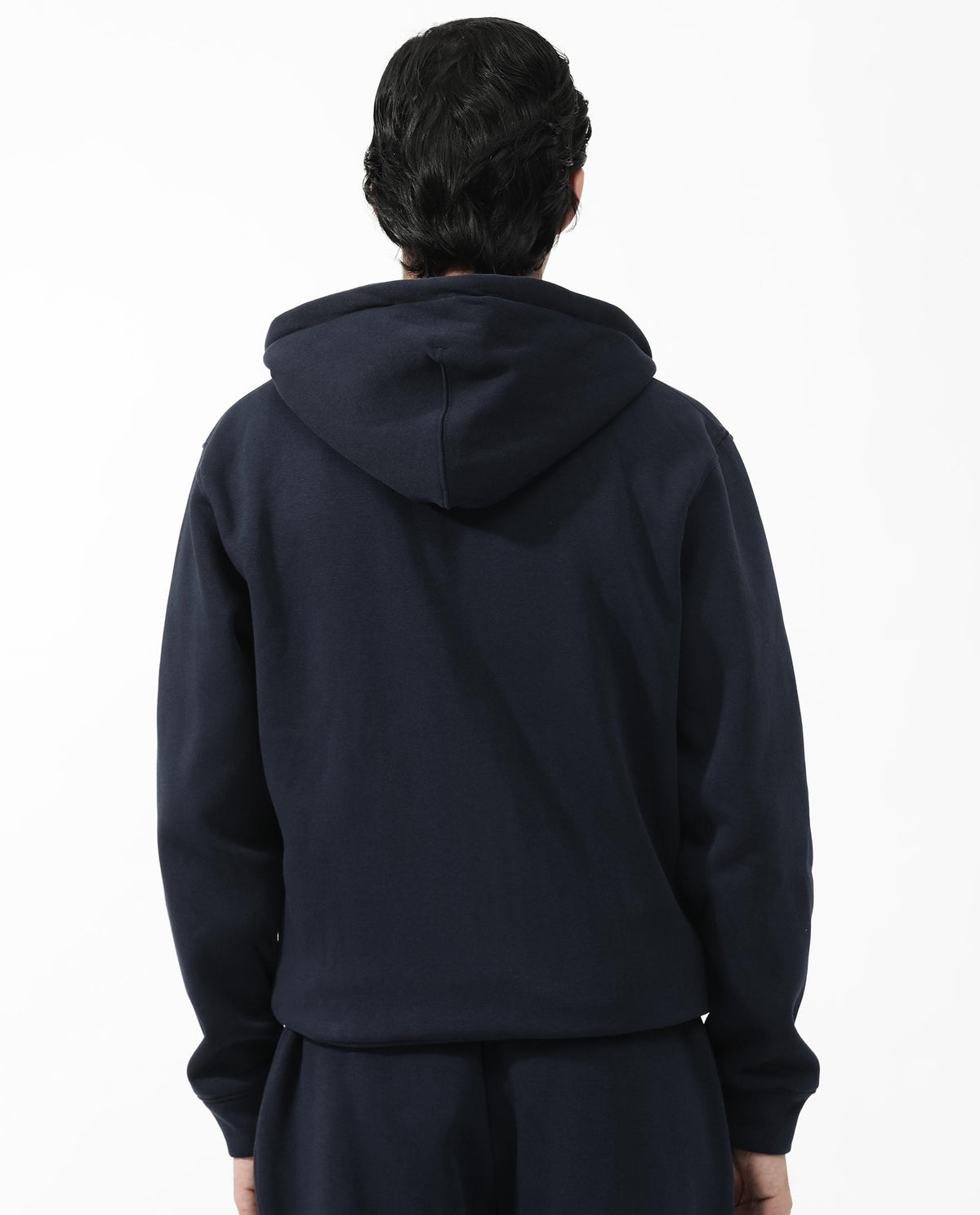 Rare Rabbit Men's Trood Navy Cotton Fabric Full Sleeves Zip Closure Regular Fit Solid Hooded Sweatshirt
