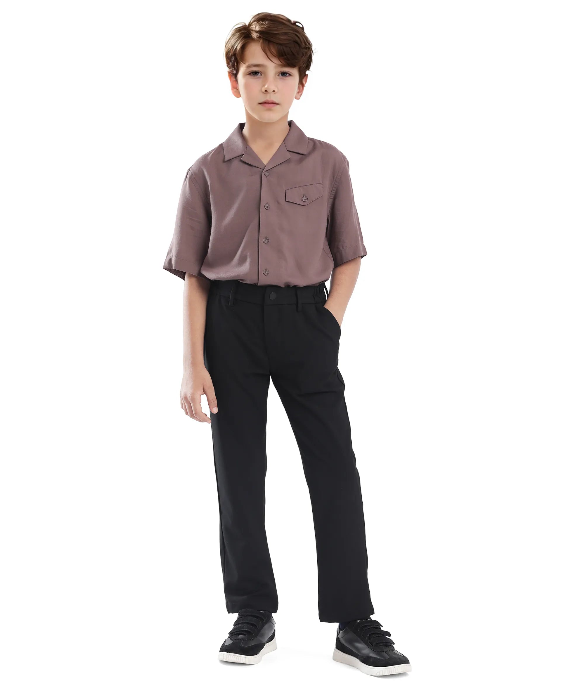 Rare Ones Kids Trove Black Cotton Poly Regular Fit Solid Trouser