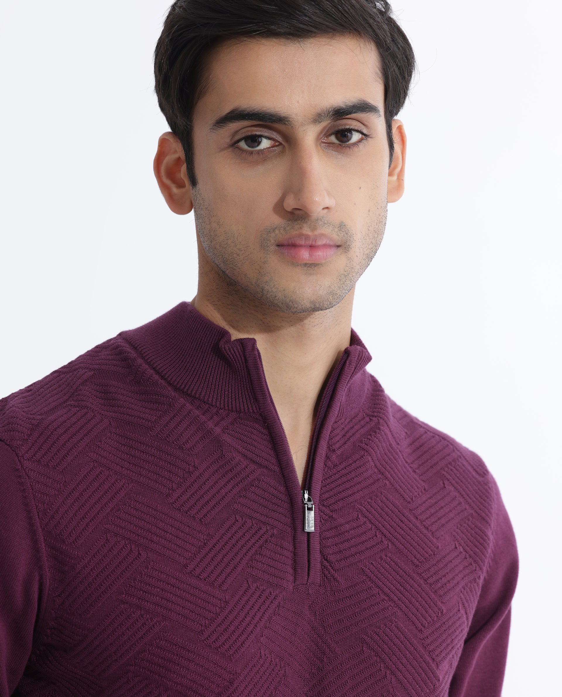 Rare Rabbit Mens Troyo Maroon Sweater Full Sleeve High Neck Solid