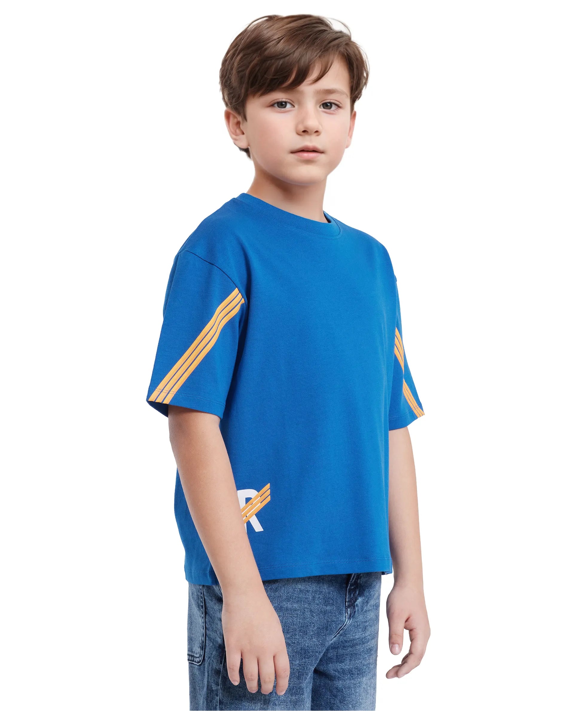 Rare Ones Kids Tsum Blue Cotton Half Sleeve Slip-On Printed Boxy Fit T-Shirt