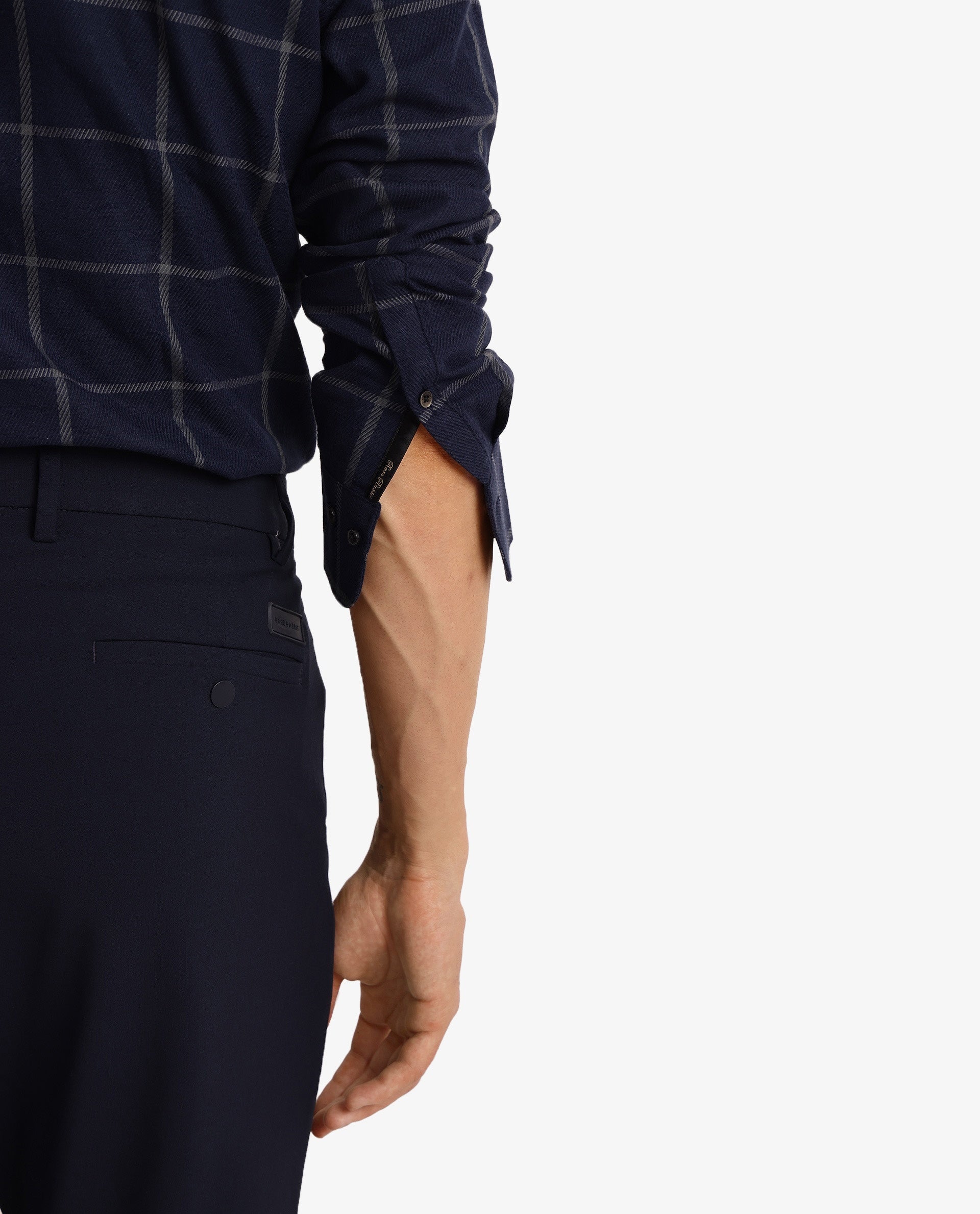 Rare Rabbit Men Tuffah Dark Navy Cotton Fabric Full Sleeve Regular Fit Twill Checks Shirt