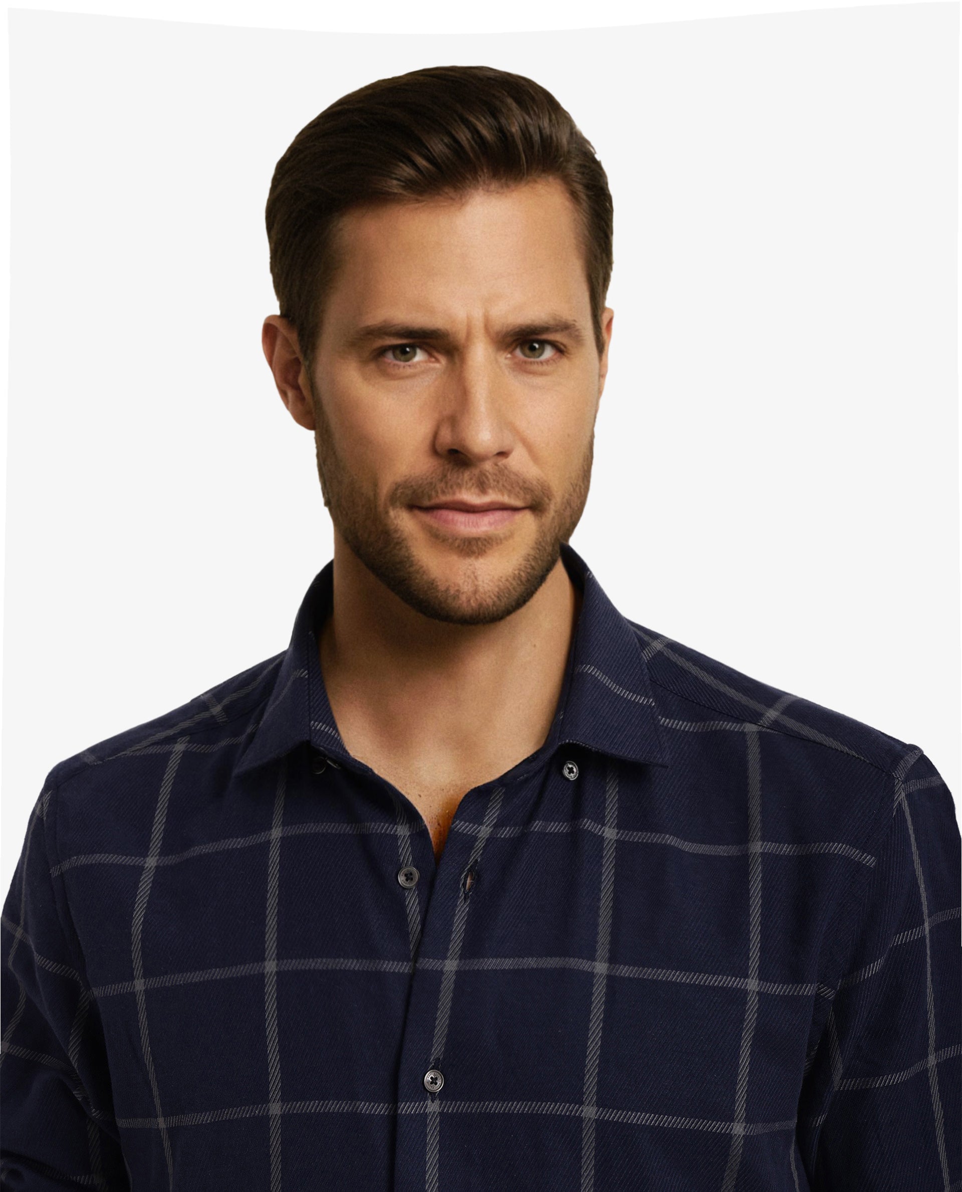 Rare Rabbit Men Tuffah Dark Navy Cotton Fabric Full Sleeve Regular Fit Twill Checks Shirt