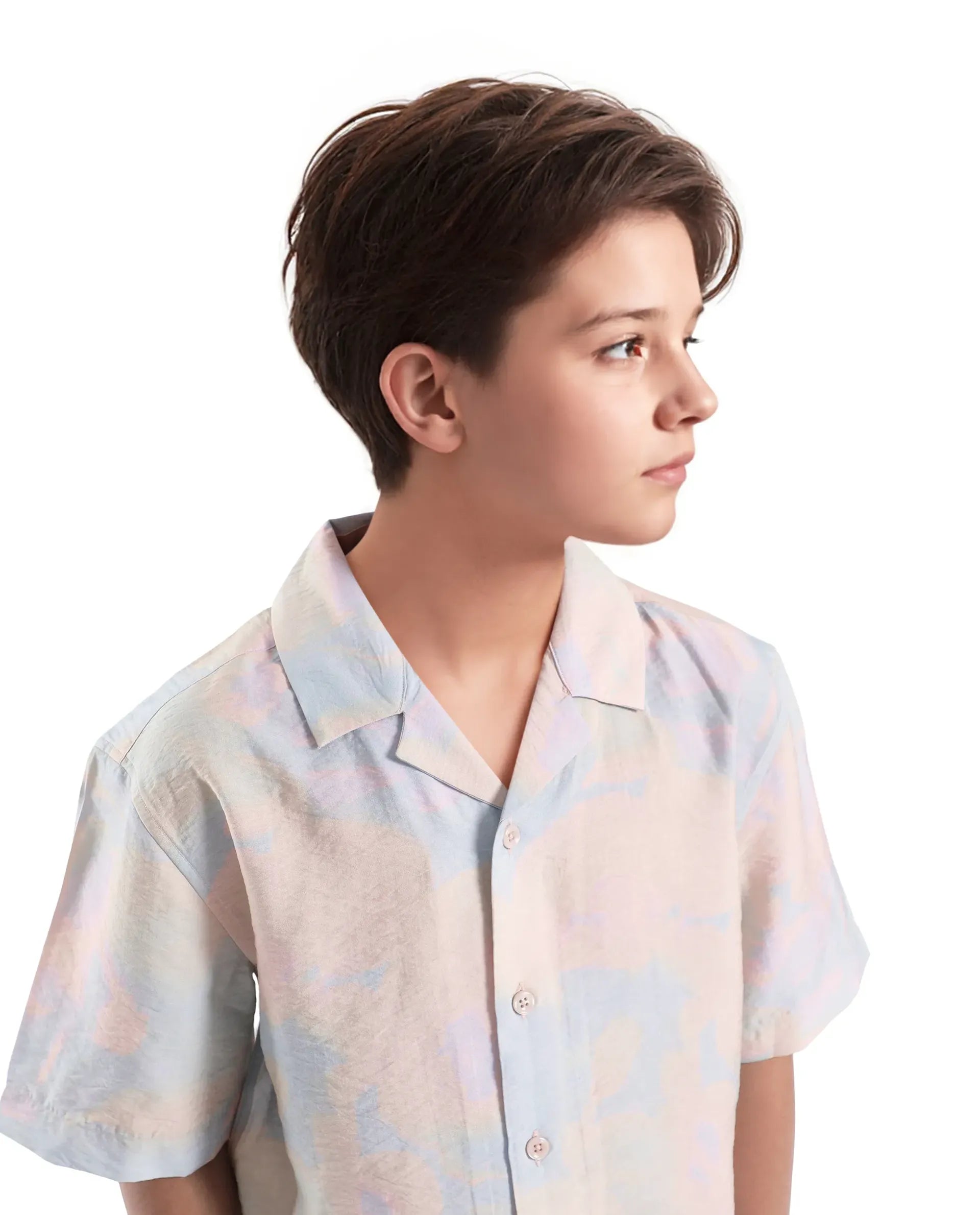 Rare Ones Kids Tugi-K Light Purple Viscose Blend Printed Button Closure Regular Fit Shirt