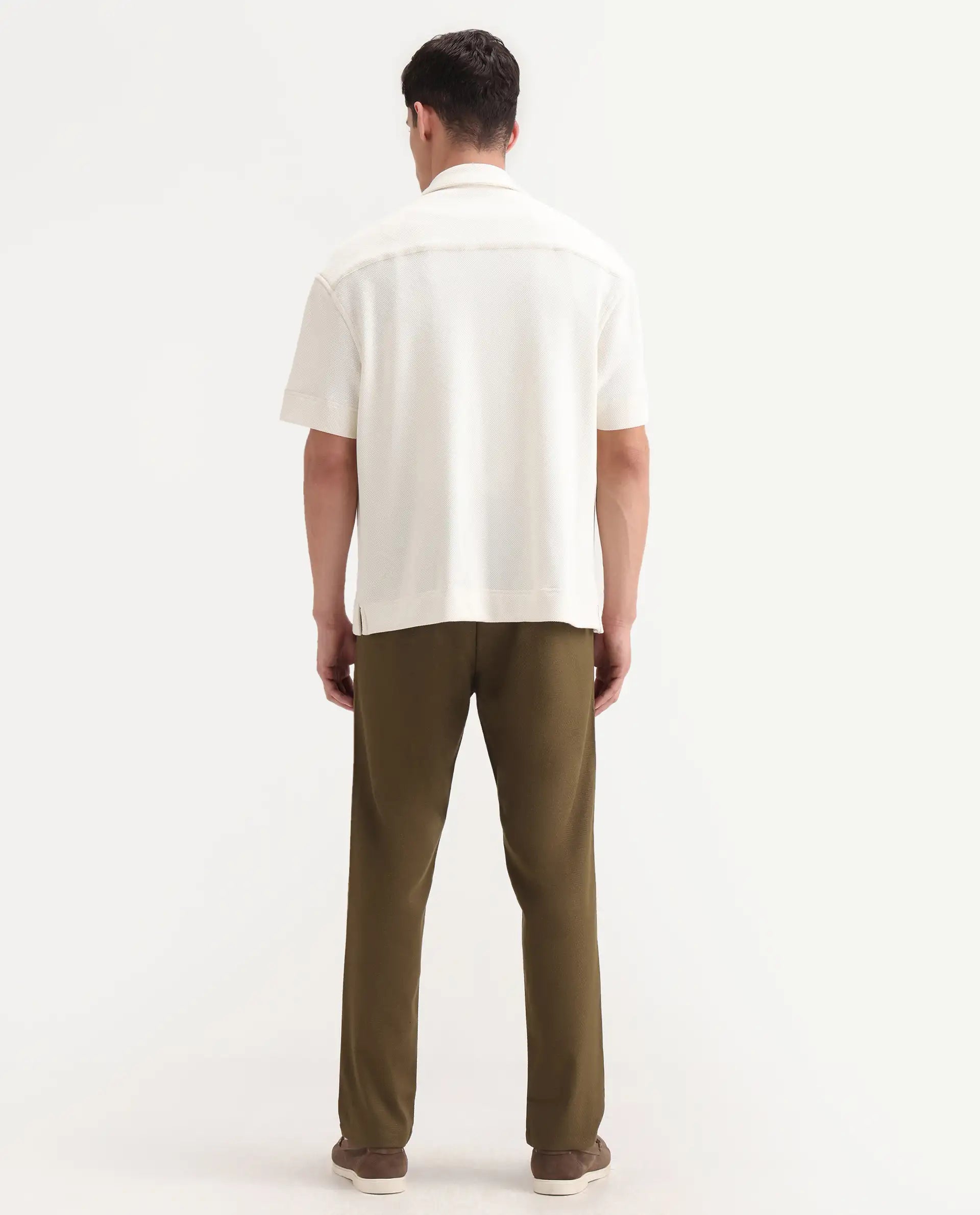 Rare Rabbit Men's Tula Light Olive Cotton Plain Relaxed Fit Trouser