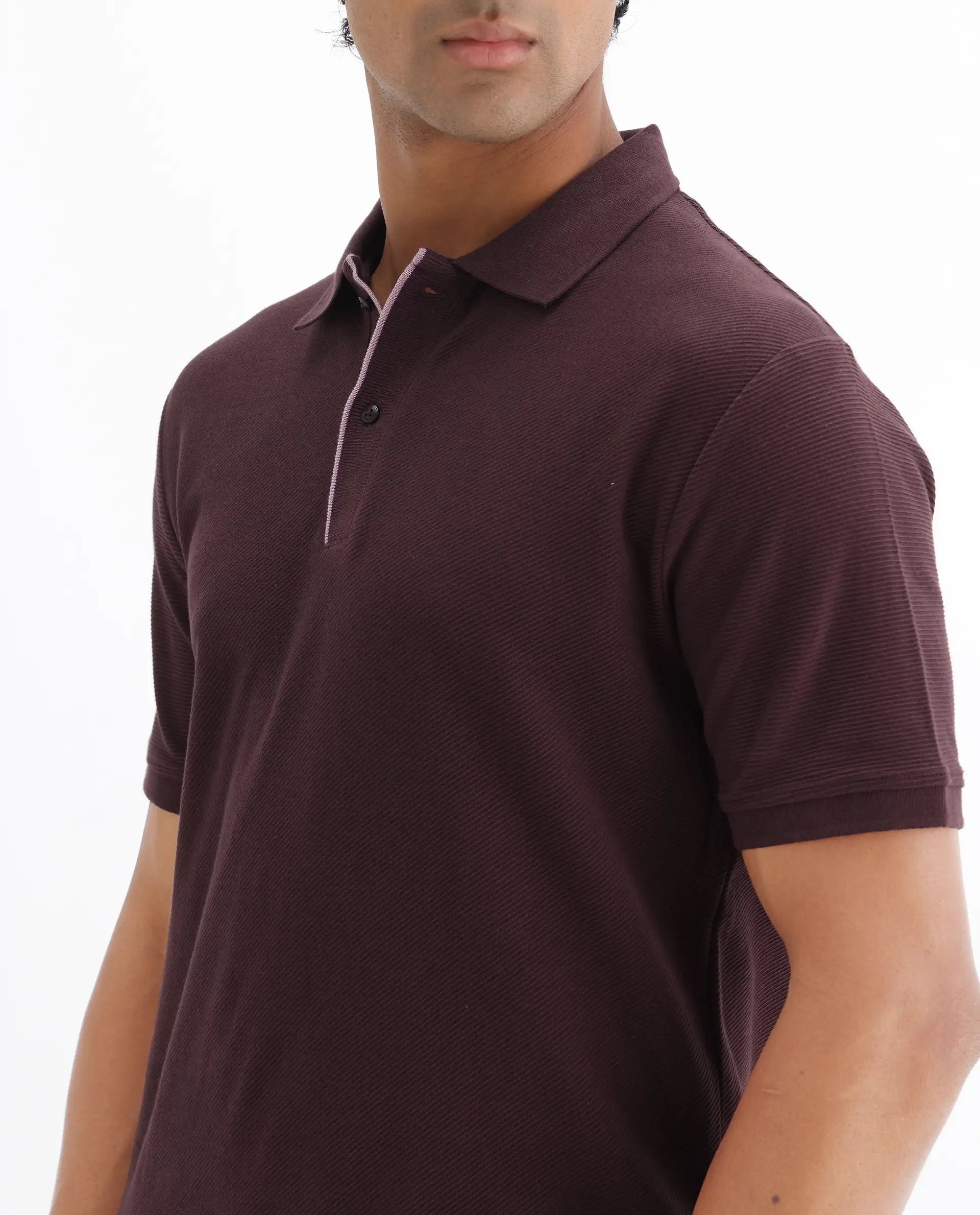 Rare Rabbit Men's Turino Brown Cotton Plain Regular Fit Half Sleeve Polo