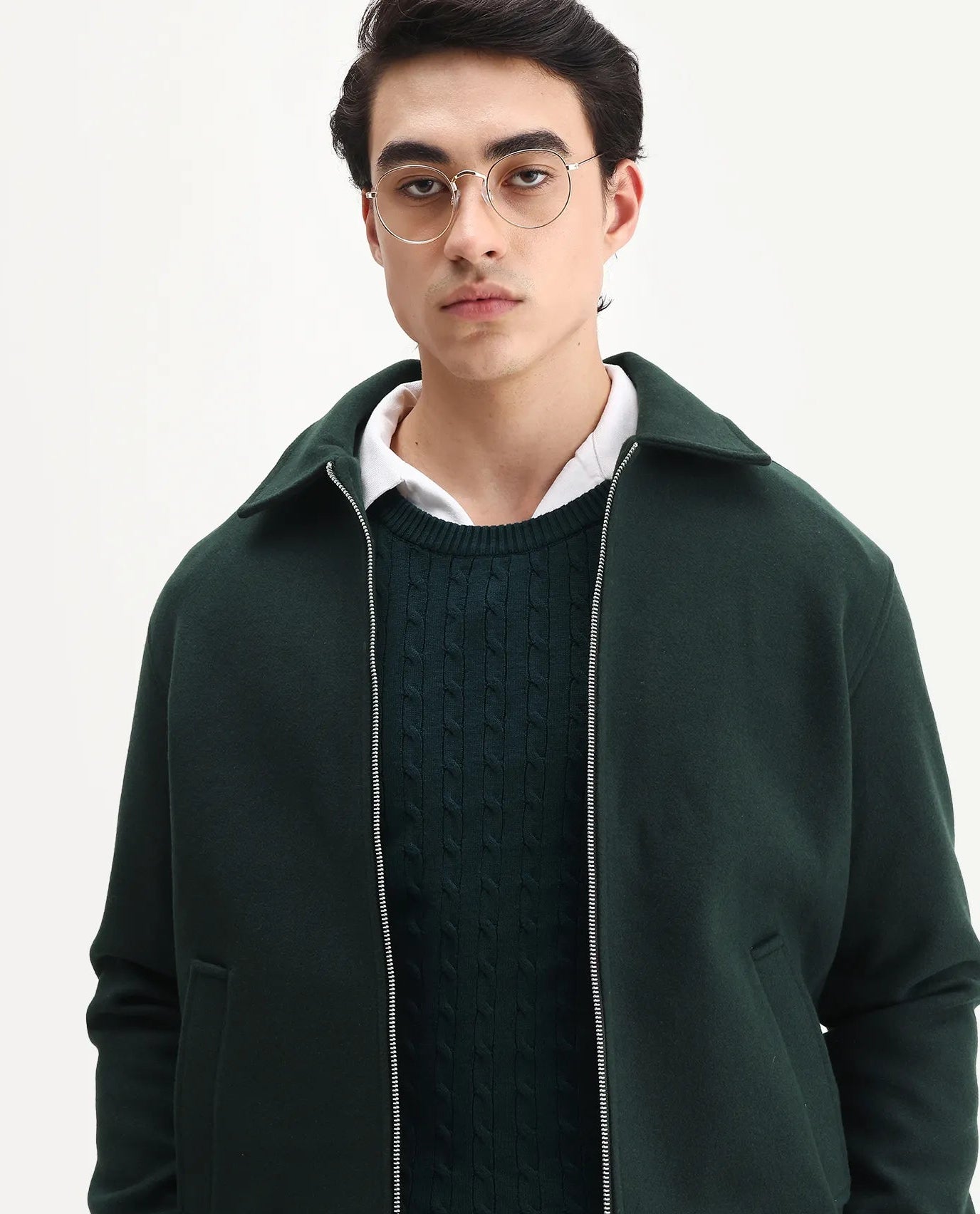 Rare Rabbit Men's Tweeder-25 Teal Polyester Blend Fabric Collared Neck Regular Fit Plain Jacket