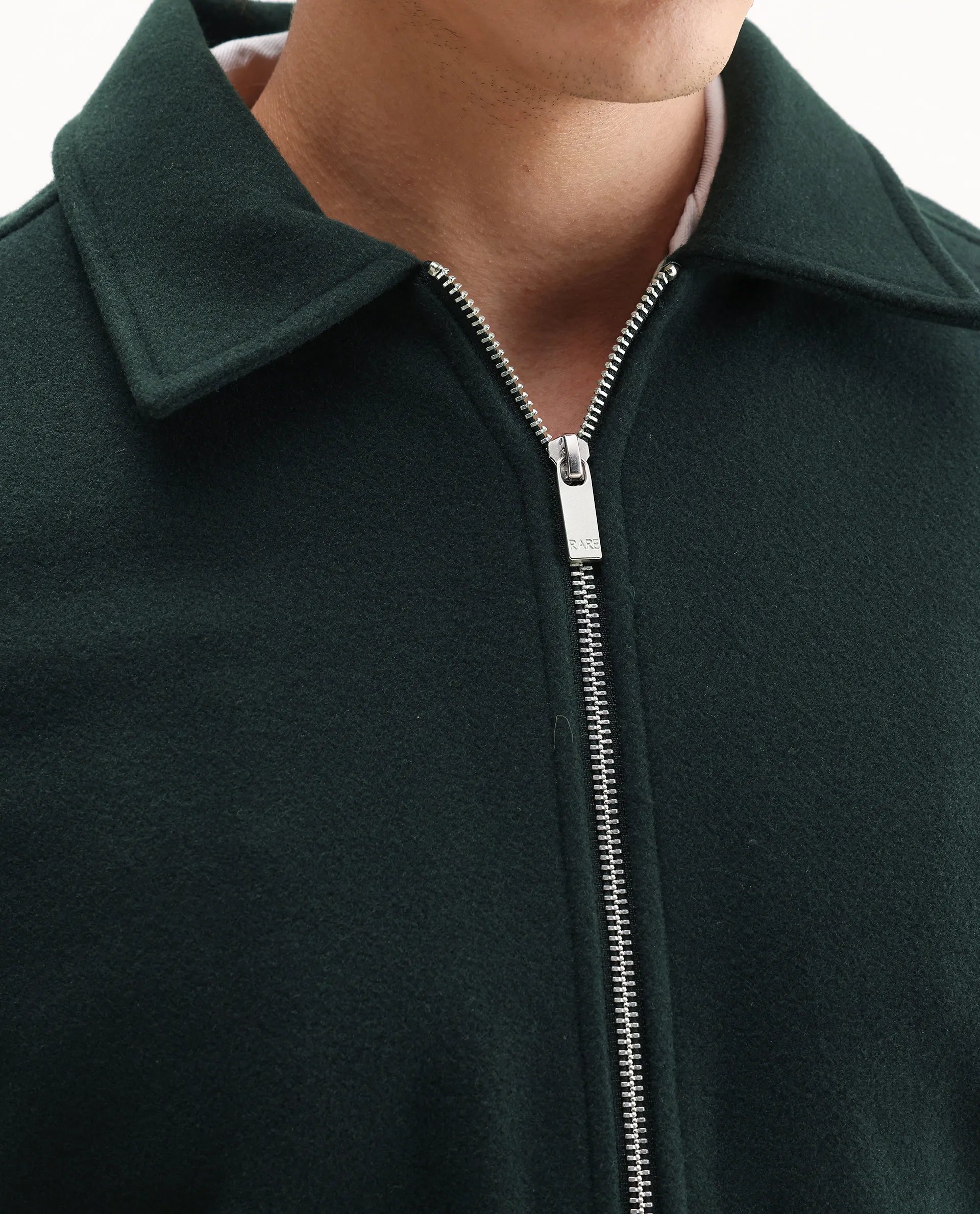 Rare Rabbit Men's Tweeder-25 Teal Polyester Blend Fabric Collared Neck Regular Fit Plain Jacket