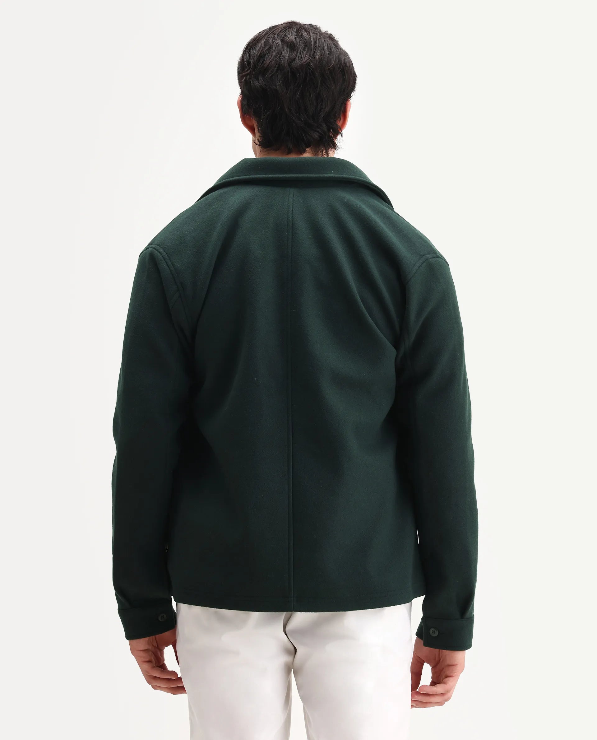 Rare Rabbit Men's Tweeder-25 Teal Polyester Blend Fabric Collared Neck Regular Fit Plain Jacket