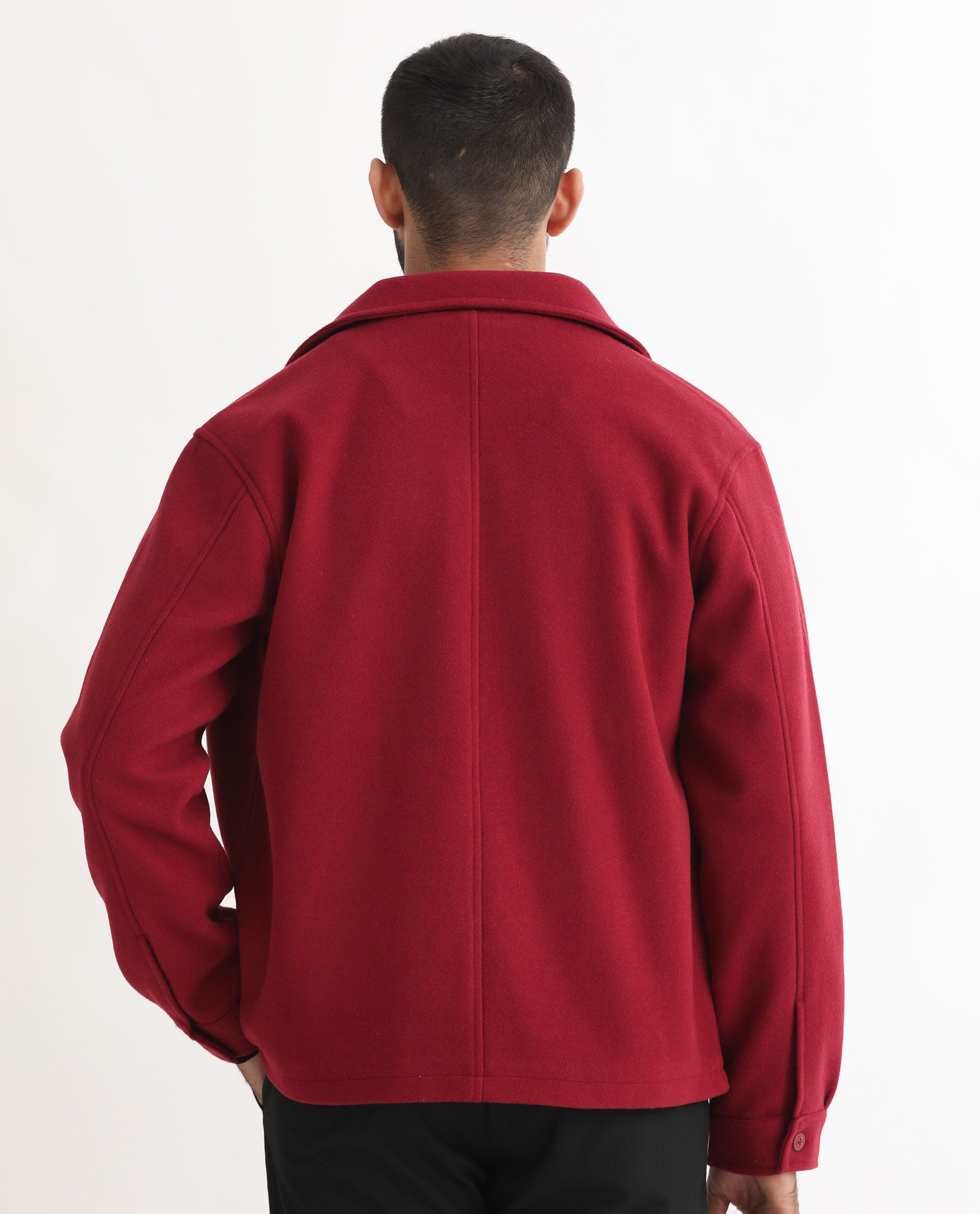 Rare Rabbit Men's Tweeder Red Textured Broad Collar Jacket