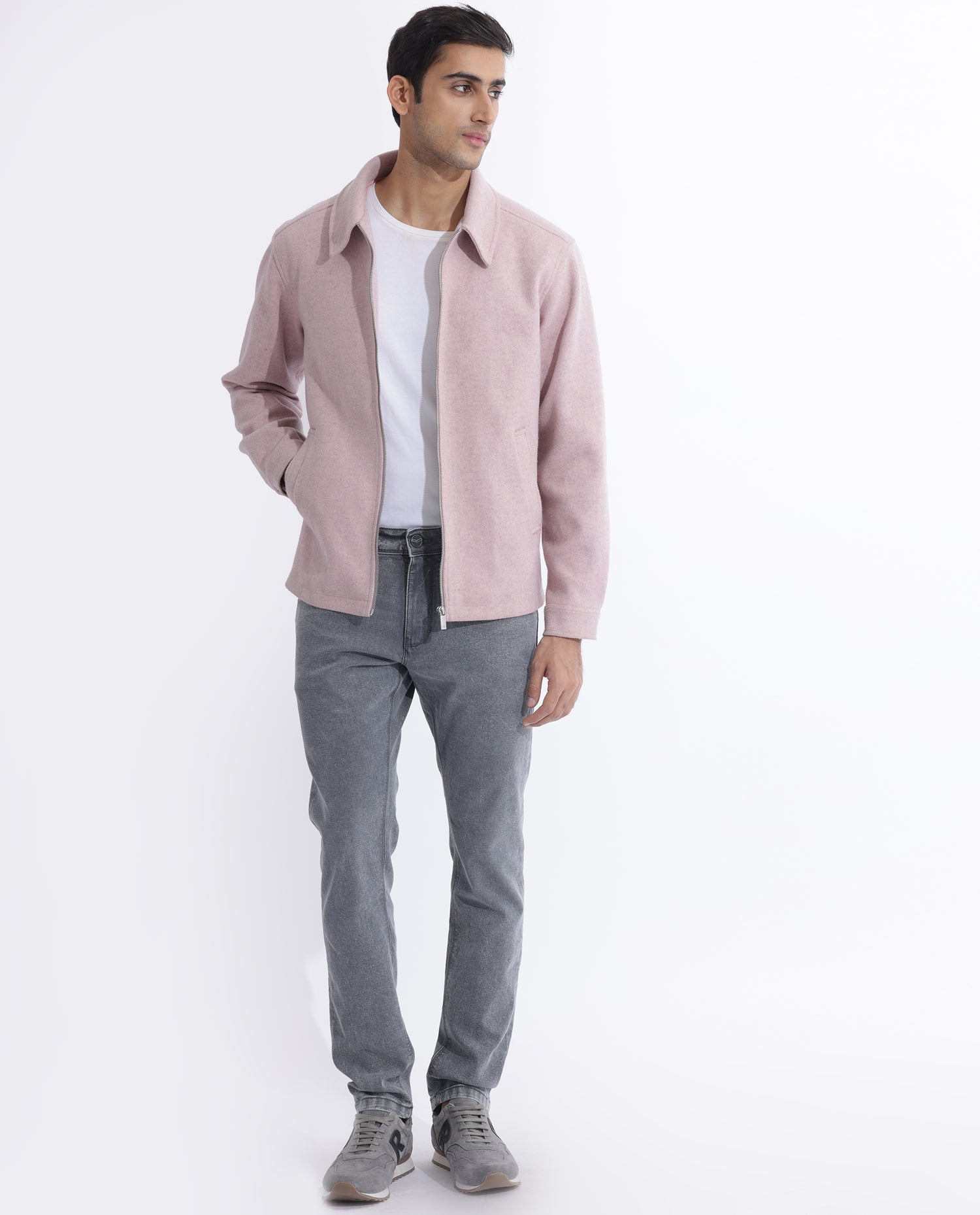 Rare Rabbit Men's Tweeder Pastel Purple Textured Broad Collar Jacket