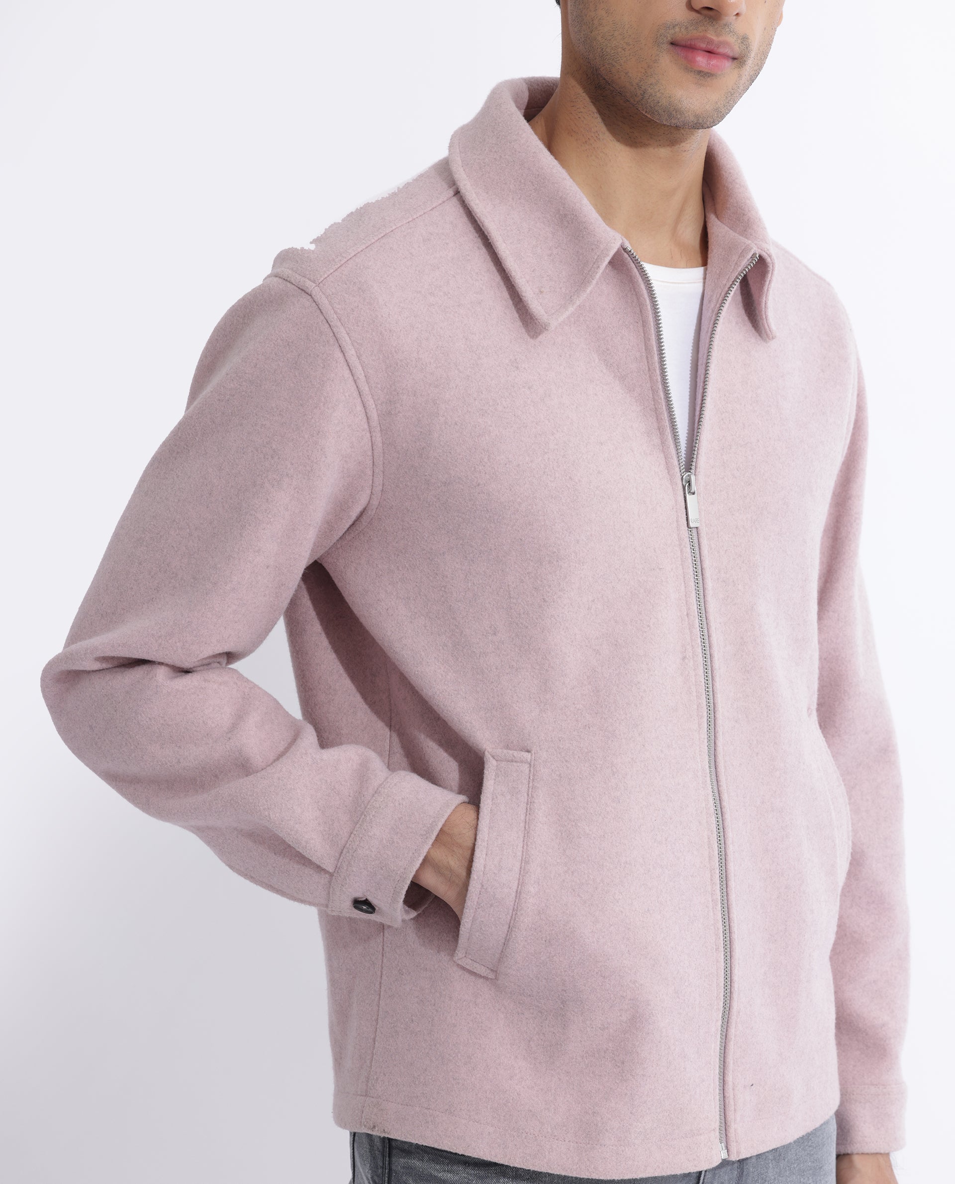 Rare Rabbit Men's Tweeder Pastel Purple Textured Broad Collar Jacket