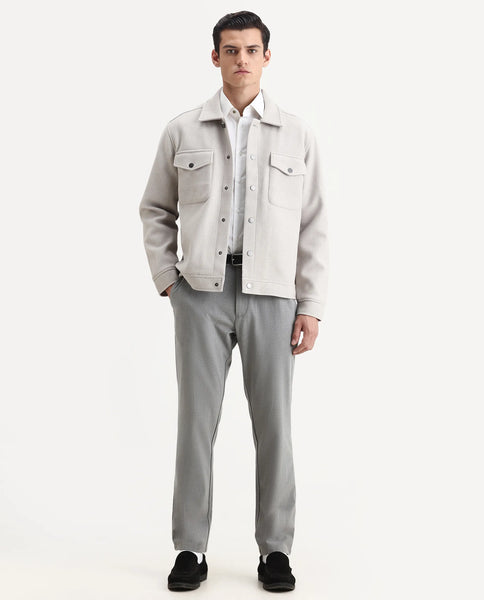 Buy Tweedo-25 - Light Grey Premium Mid Winter Textured Jacket| Rare Rabbit